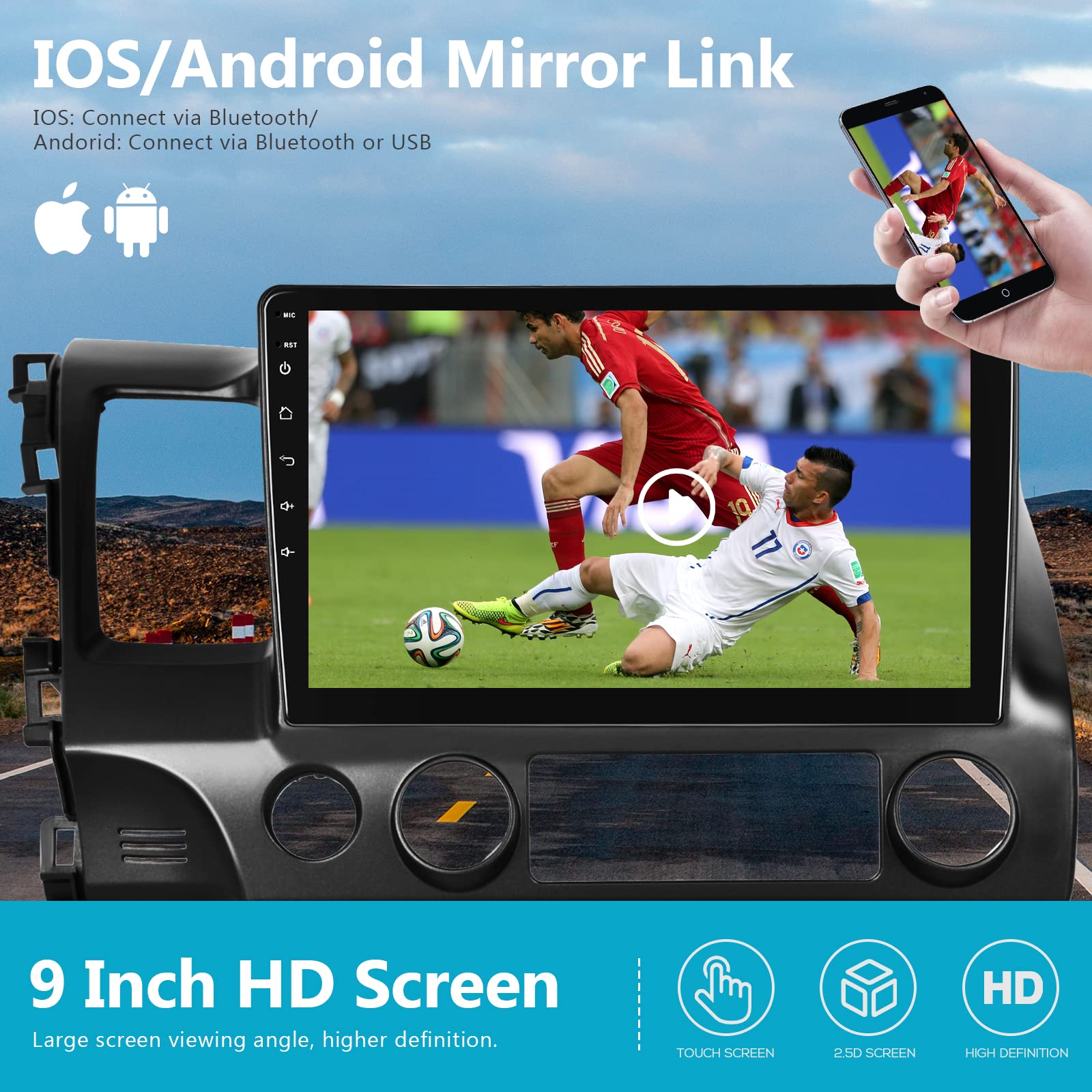 For Honda Civic 2006 2011 Android Car Stereo 10.1� Hd Capactive Touchscreen Car Audio Support Wifi Mirror Link Gps Navigation Radio Backup Camera Multimedia Player Headunit