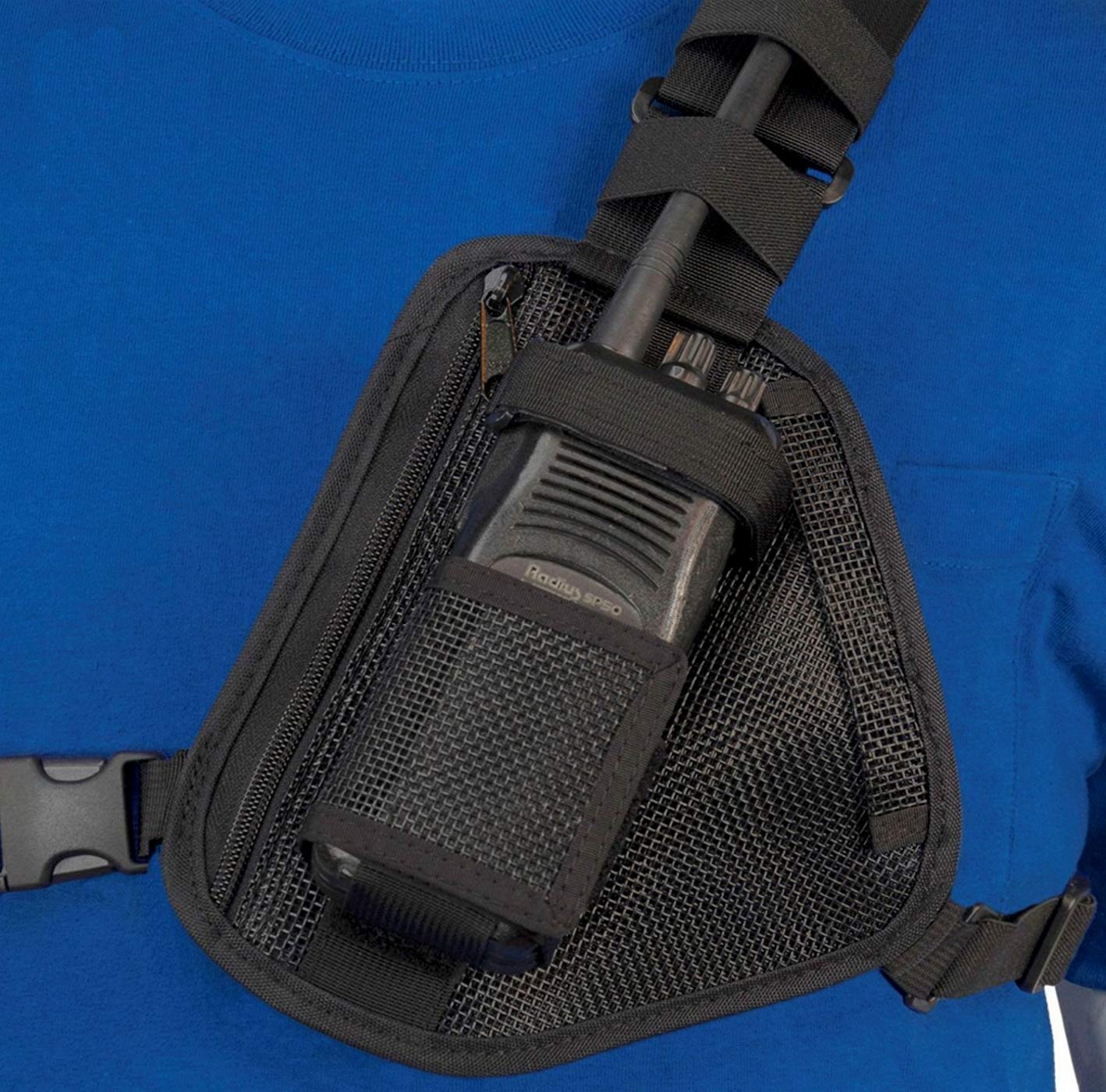 Holsterguy Rch 101M (Mesh) Radio Chest Harness Shoulder Radio Holster Chest Pack Adjustable Single Radio Pouch Two Way Radio Hol