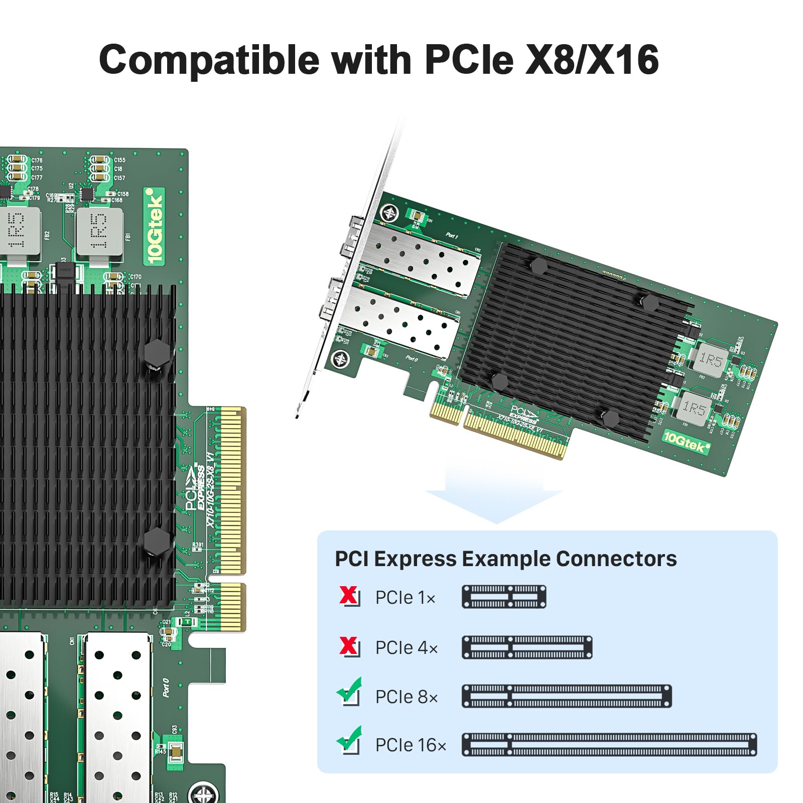 10Gtek 10Gb Pci E Nic Network Card, Dual Sfp+ Port, With Original Intel X710 Bm2, Pci Express Ethernet Lan Adapter Support Windo