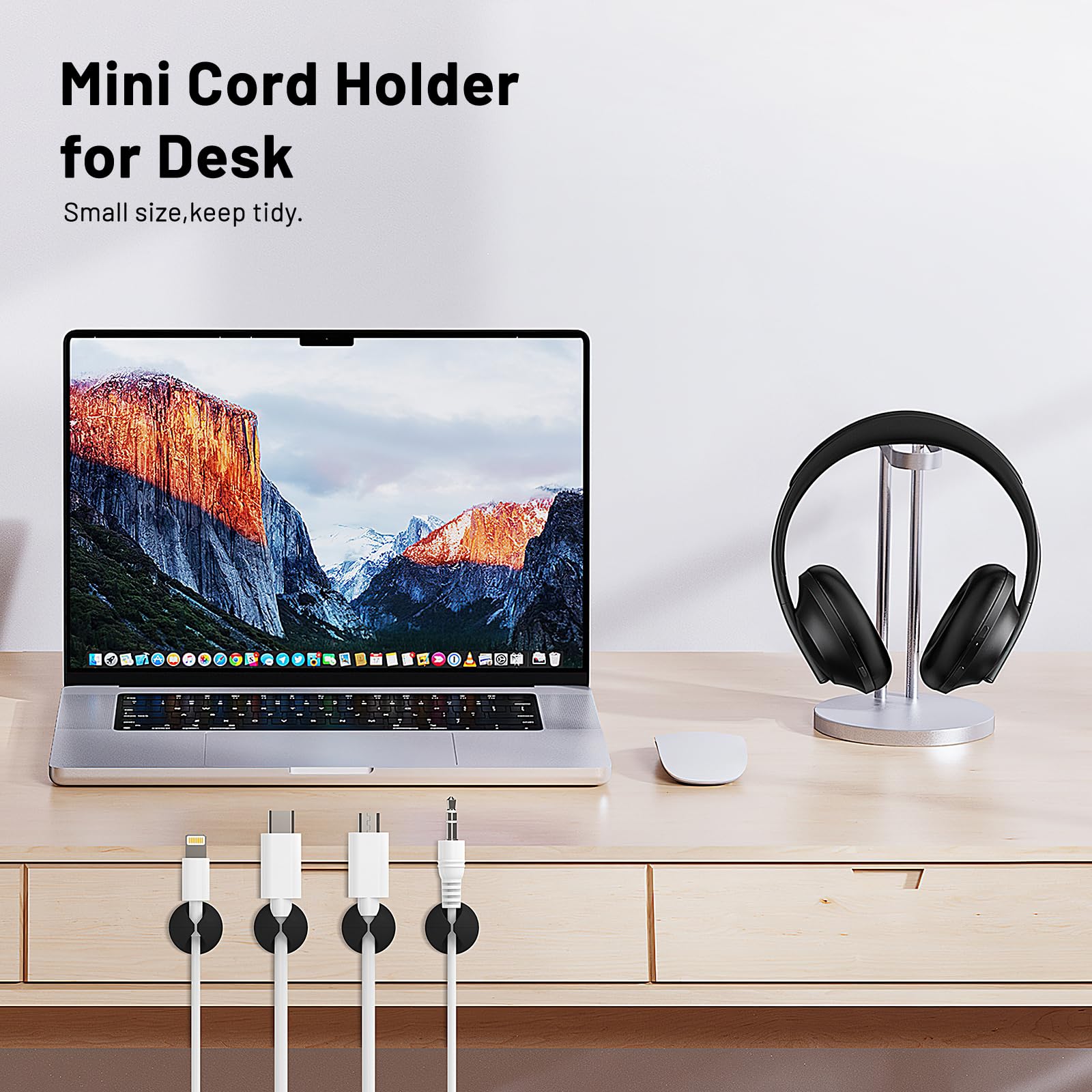 18 Pack Mini Cable Clips, Znben Cord Organizer Holder Adhesive Cord Management Charger Wire Holder Clips For Desk, Home, Office,