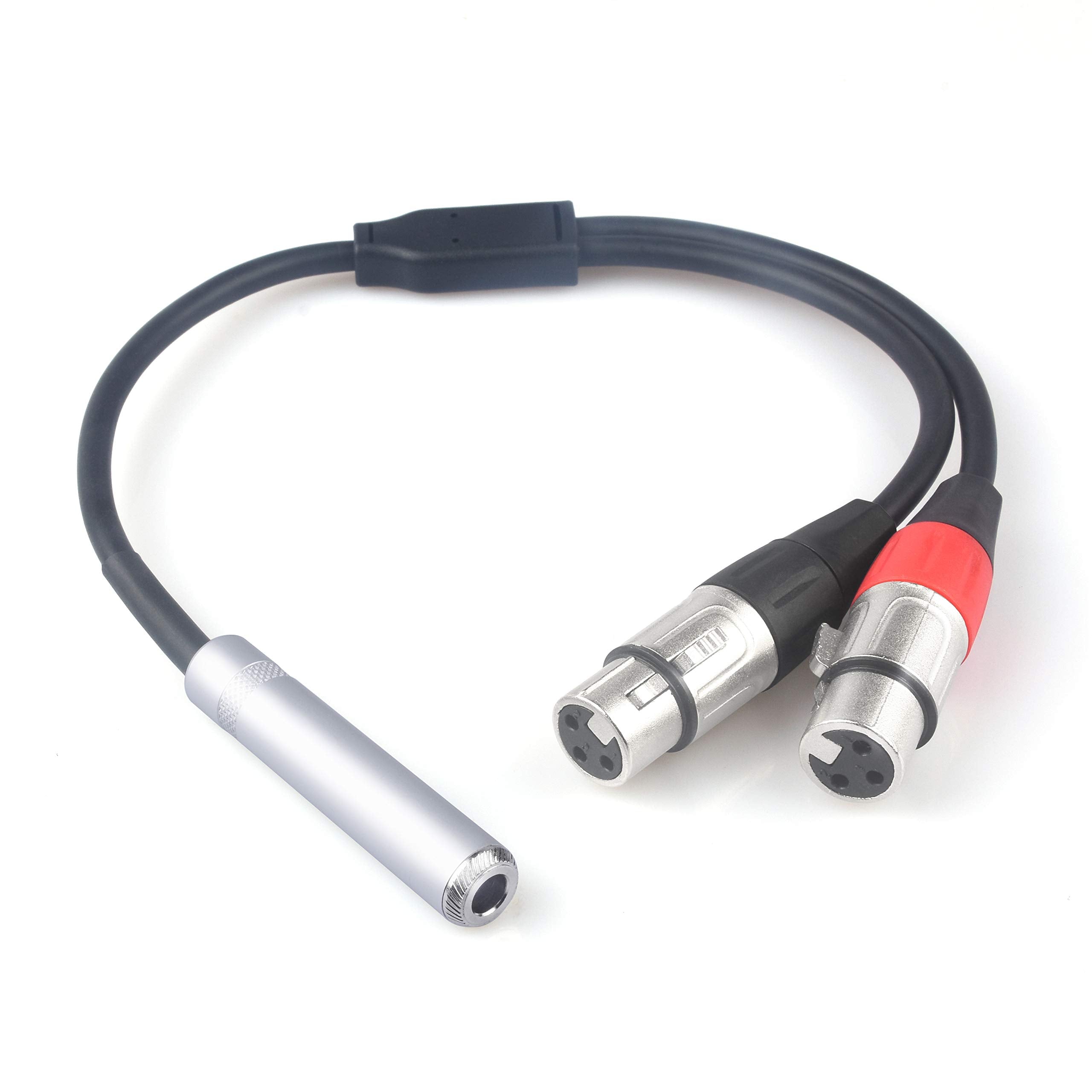 Devinal 1/4 '' Female To Dual Xlr Y Cable   6.35Mm Trs To 2 Xlr Microphone Converter   1Ft Audio Breakout Cord
