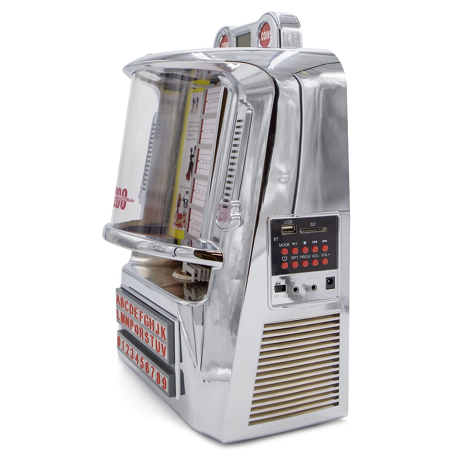Arkrocket 200 Wall-O-Matic Table Jukebox Wallbox Wireless Bluetooth Speaker Fm Radio Sd Usb Retro American Diner Style Tabletop