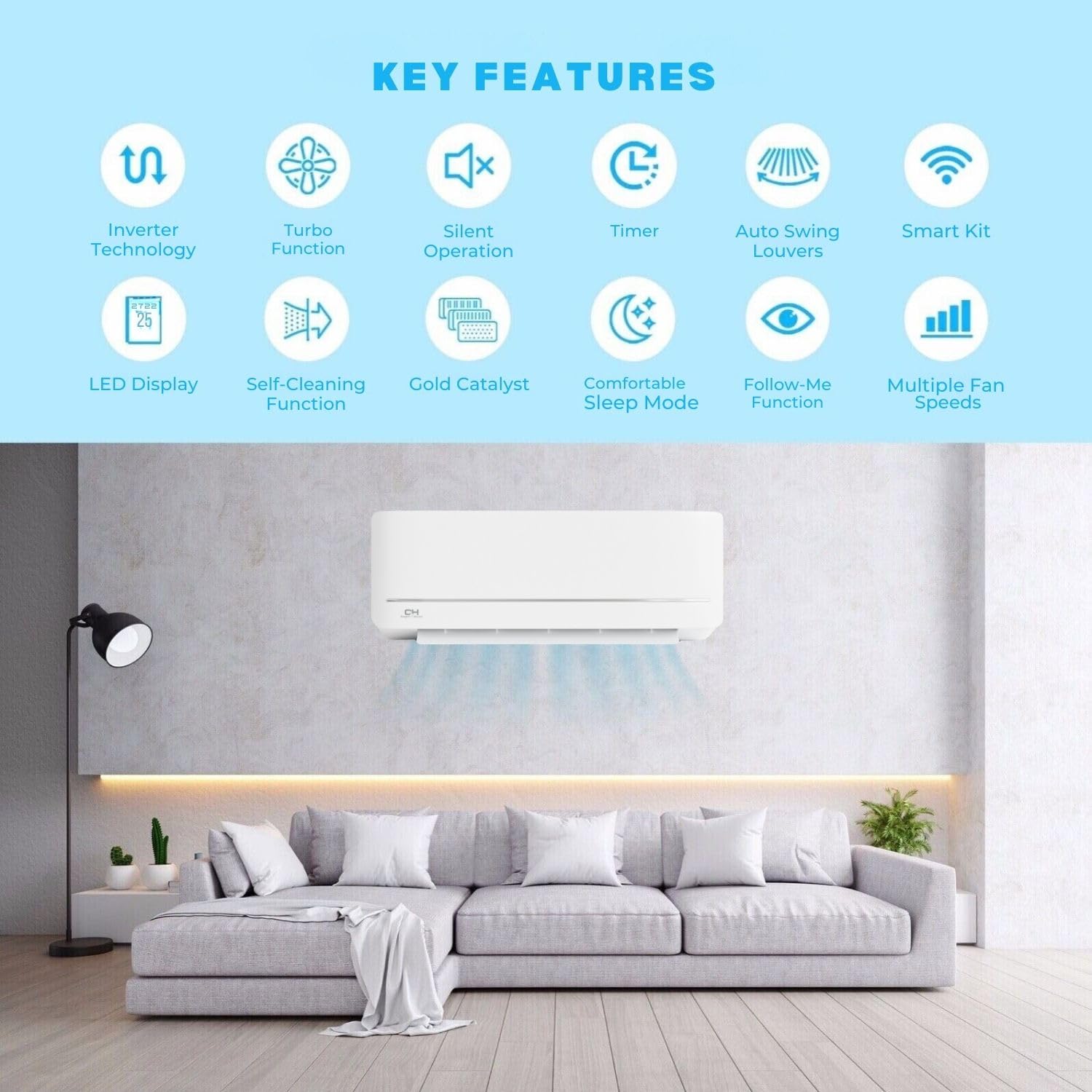 Cooper & Hunter 24,000 Btu, 230V, 17 Seer Ductless Mini Split Ac/Heating System Pre Charged Inverter Heat Pump With 16Ft Install