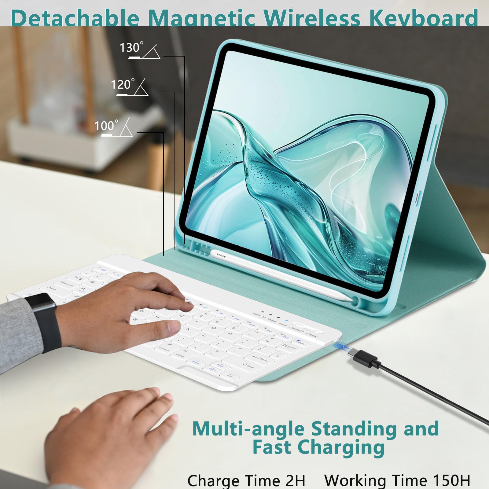 Fuwang Keyboard Case For Ipad Air 11 Inch (M2) 2024 & 10.9 Inch For Ipad Air 5Th 4Th Generation Case With Keyboard   Detachable