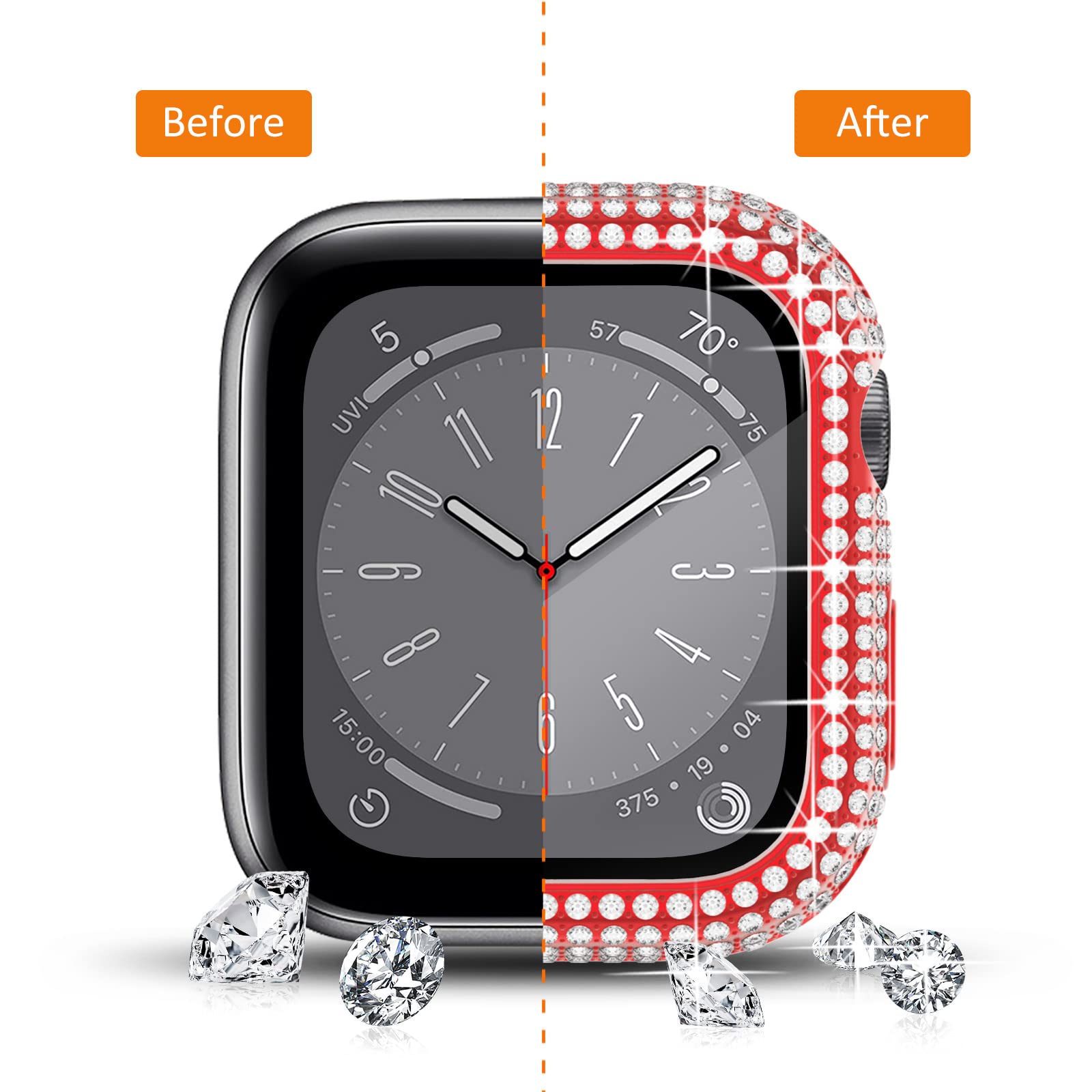 Surace Compatible With Apple Watch Case 38Mm, 300 Diamonds With Screen Protector For Apple Watch Series 6/5/4/3/2/1, Bling Case