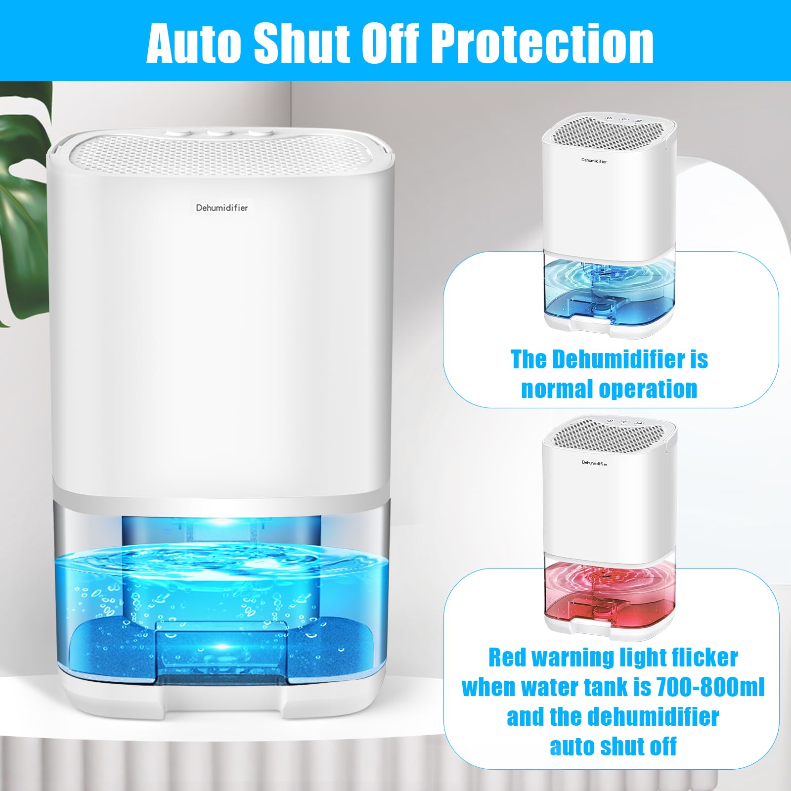 Dehumidifiers For Home 35Oz Small Dehumidifier For Bedroom 2500 Cubic Feet(350Sq Ft) With 7 Led Lights, Ultra Quiet & Auto Shut