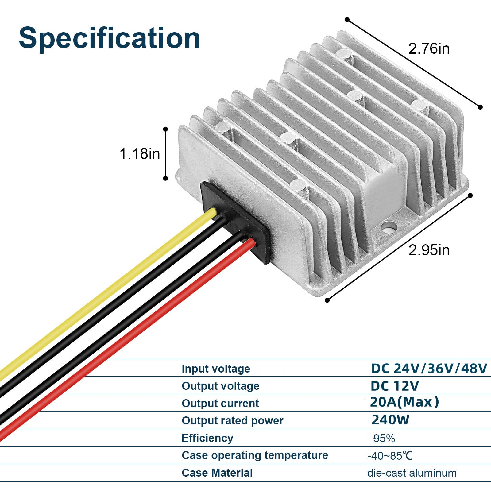 20A 240W Dc 24V 36V 48V Step Down To 12V Converter Buck Regulator Reducer Golf Cart Voltage Converter Waterproof Transformer Wit