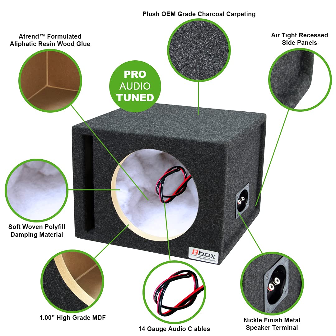 Atrend Bbox Car Pro Audio Speaker Enclosures 10    Single Vented Subwoofer/Speaker Enclosure High Grade Mdf   Nickel Finish Spea
