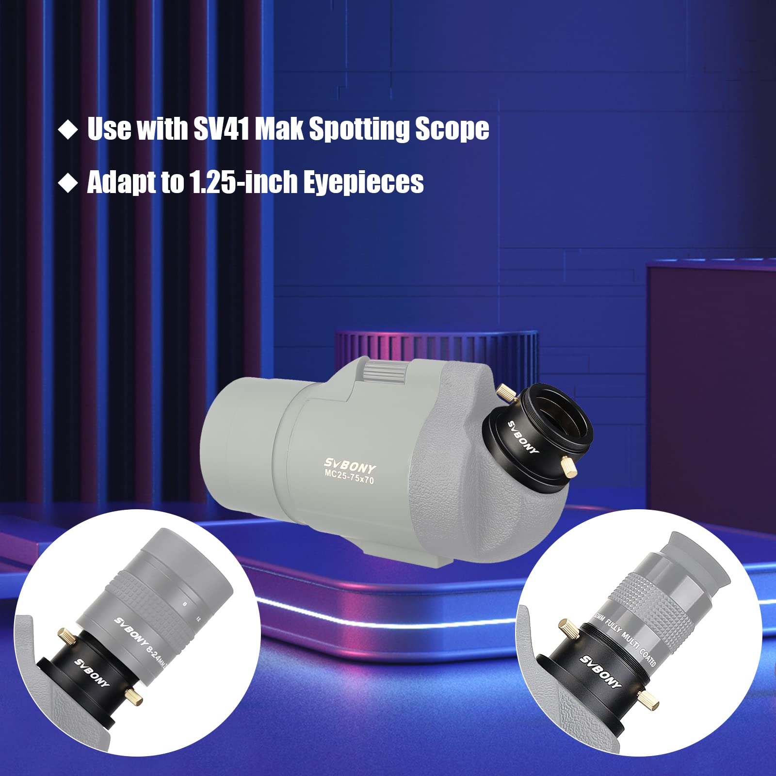 Svbony Sa404 M48 To M42 Adapter, 1.25 Inches Telescope Adapter For Sv41 Spotting Scope, Eyepiece Adapter For Eyepiece Photograph