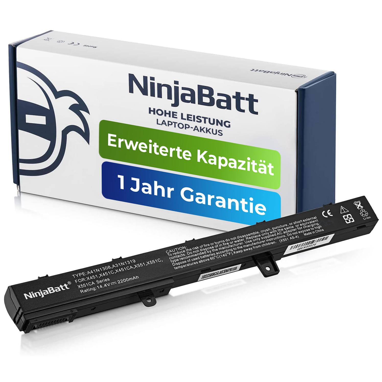 Ninjabatt Battery For Asus X551 X551M A31N1319 X551C A41N1308 X551Ma D550 X551Ca A31Lj91 X451 X451C 00B110 00250600 0B110 002501