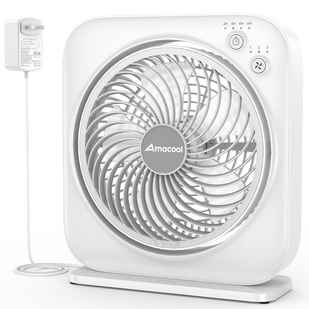 Amacool Table Fan, 12 Inch Box Fan With 3 Adjustable Speeds & 8Hrs Timer, 270? Pivoting Quiet Air Circulator, Desktop Fan For Be