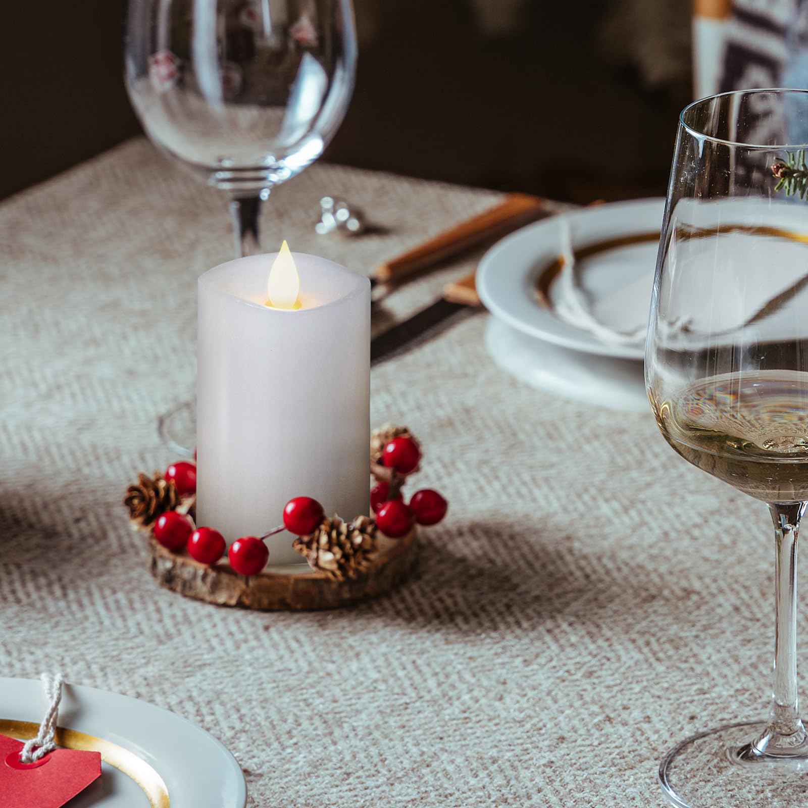 Milysoek 1Pcs, 3 X 5 Inches Flameless Candle With Remote Control, Real Wax Pillar Led Candles, Battery Candles,With Timer, 3D Fl