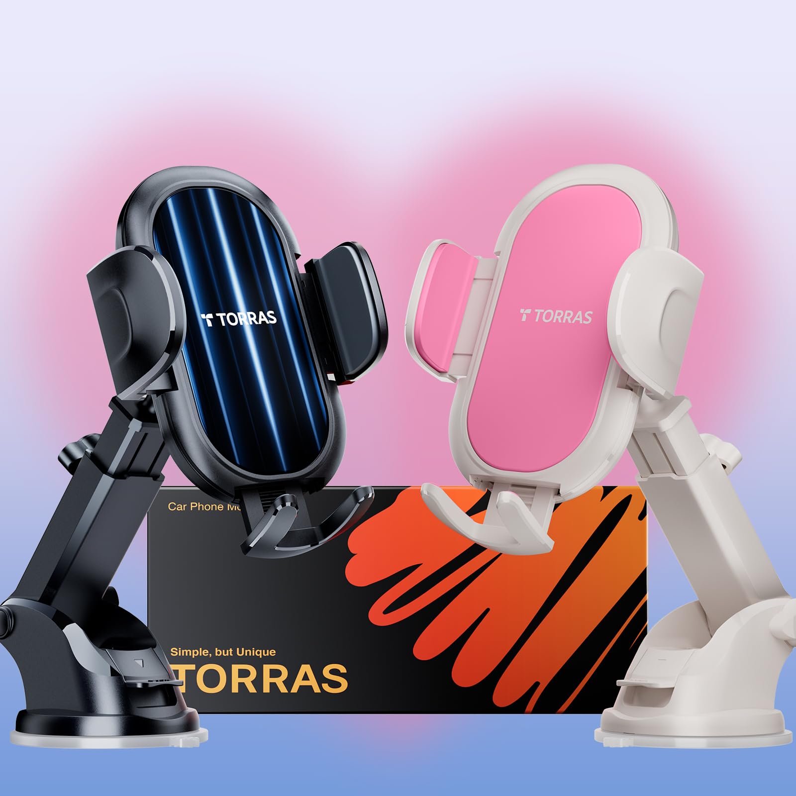 Torras?2 Pack Phone Holders For Your Car, Phone Mount For Dashboard/Vent/Windshield,?Snug-Hold Clamps? Cell Phone Holder Car Mou