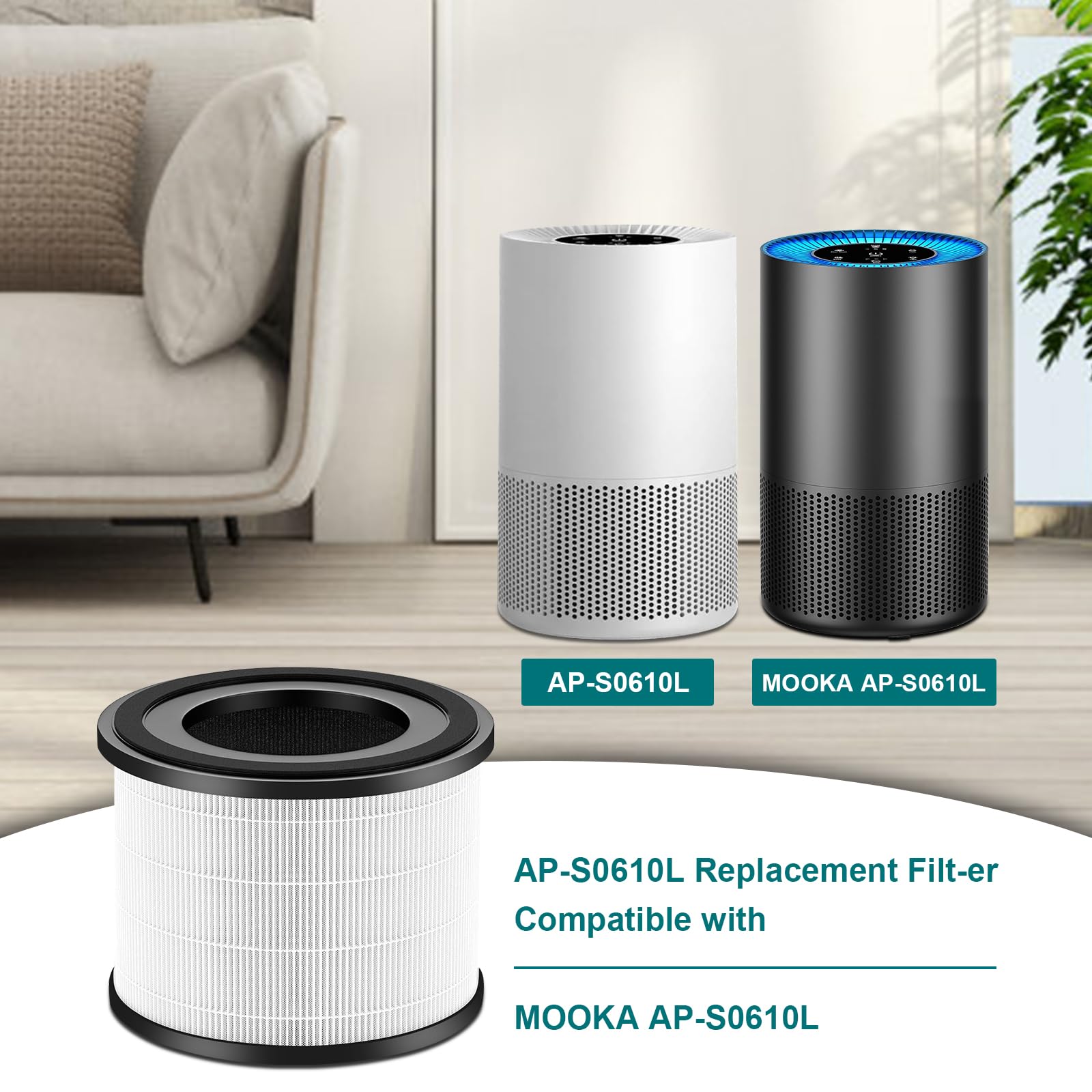 Ap-S0610L Replacement Filter, Compatible With Mooka Ap-S0610L Air Purifier, 3-In-1 H13 True Hepa Replacement Filter, Pre-Filter