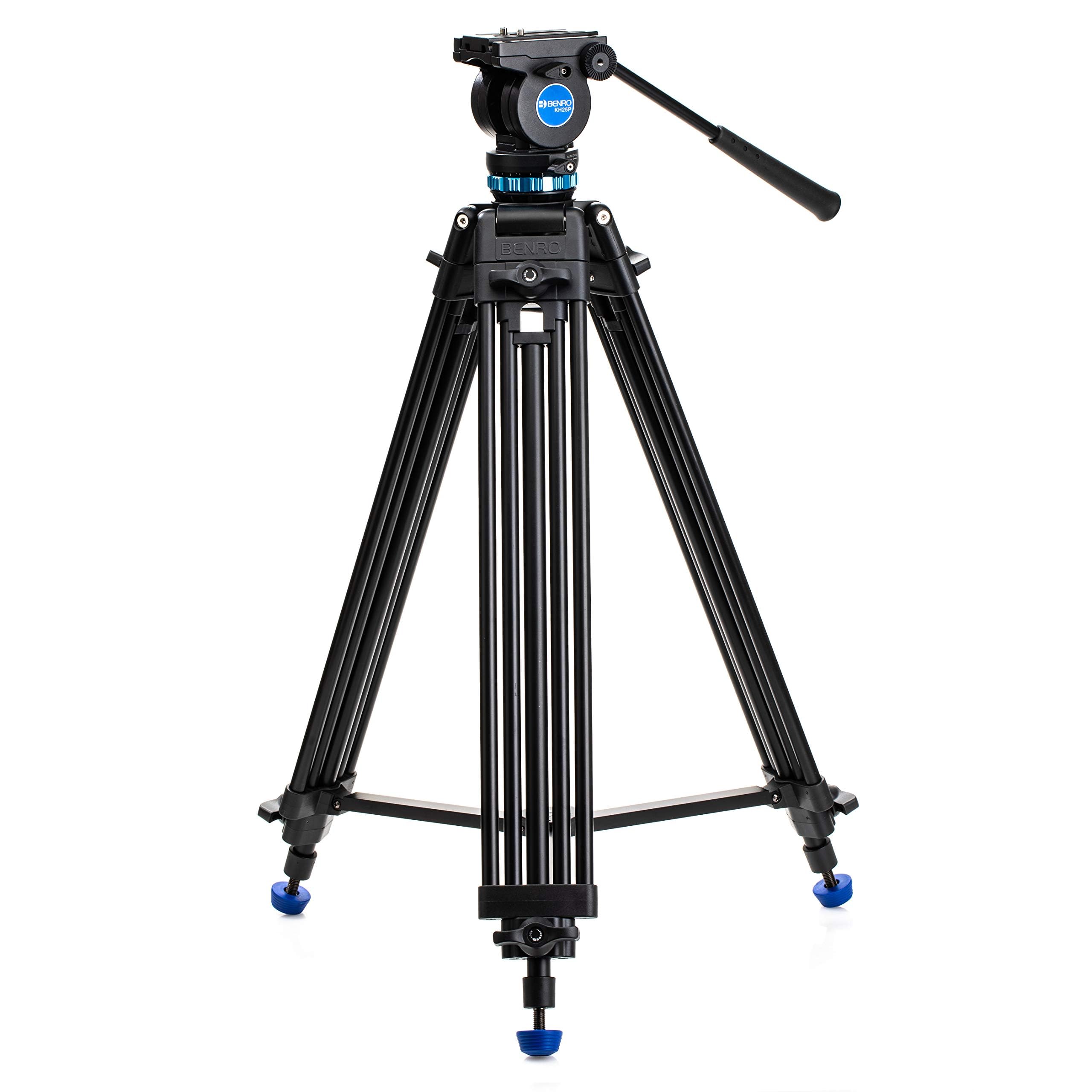 Benro KH25P Video Tripod with Head, 11lb Payload, Continuous Pan Drag, Anti-Rotation Camera Plate (KH25P)