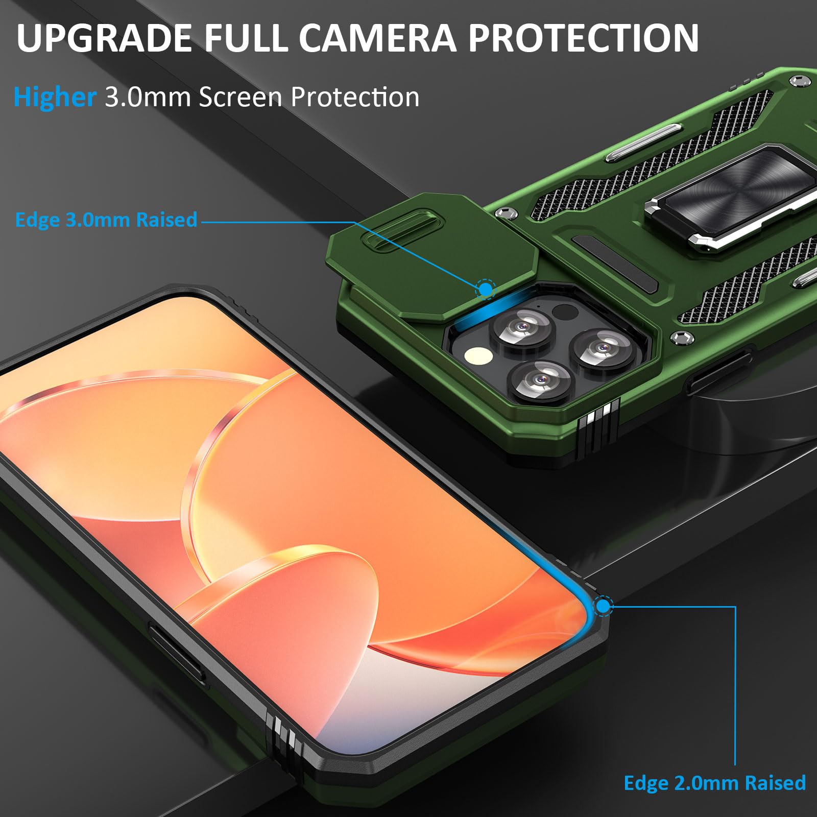 Sefing Phone Case For 16 Pro Max Case Iphone 16 Pro Max Phone Case With Camera Lens Cover, With Ring Holder Kickstand, Fit Magne