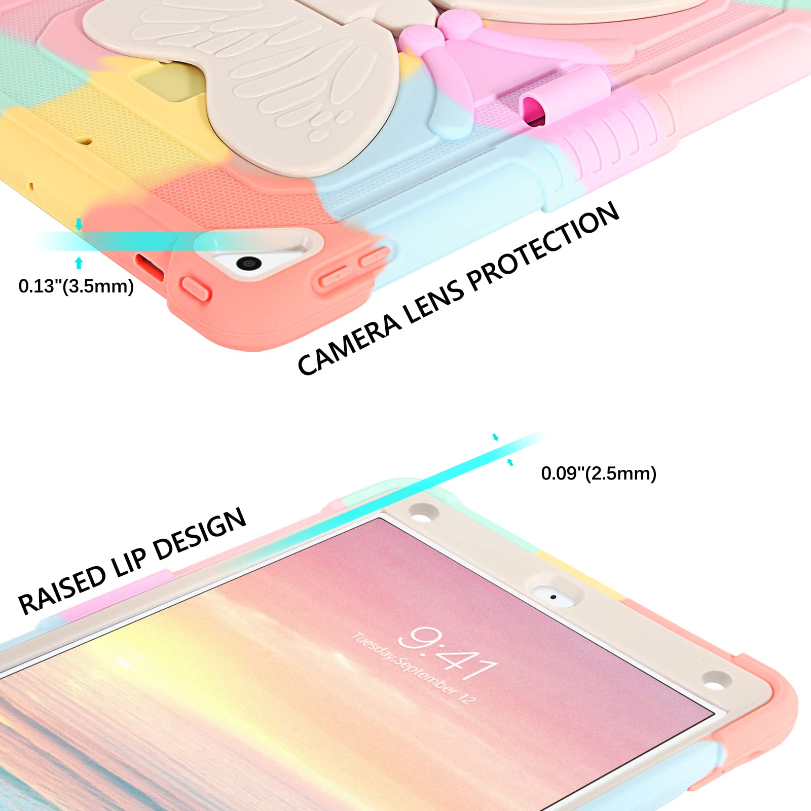 Guagua Compatible For Ipad Air 2, Ipad 6Th/5Th Gen, Ipad Pro 9.7 Case With Kickstand, 2 In 1 Rugged Shockproof Anti Scratch Tabl