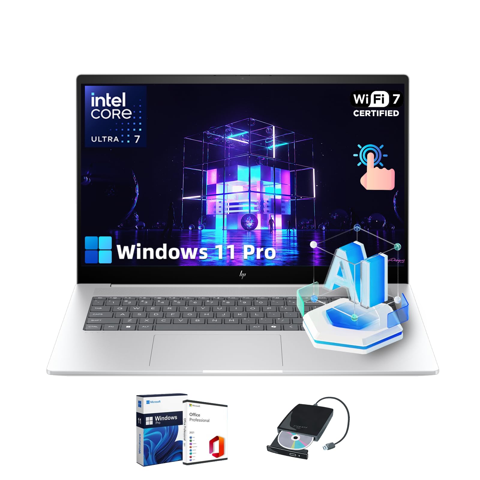 Hp Envy Ai Busines Laptop - 17.3'' Fhd Touchscreen, Intel Ultra 7 155H - Numeric Keypad, Wifi 7, Win 11 Pro W/Cd/Dvd Drive(16Gb 