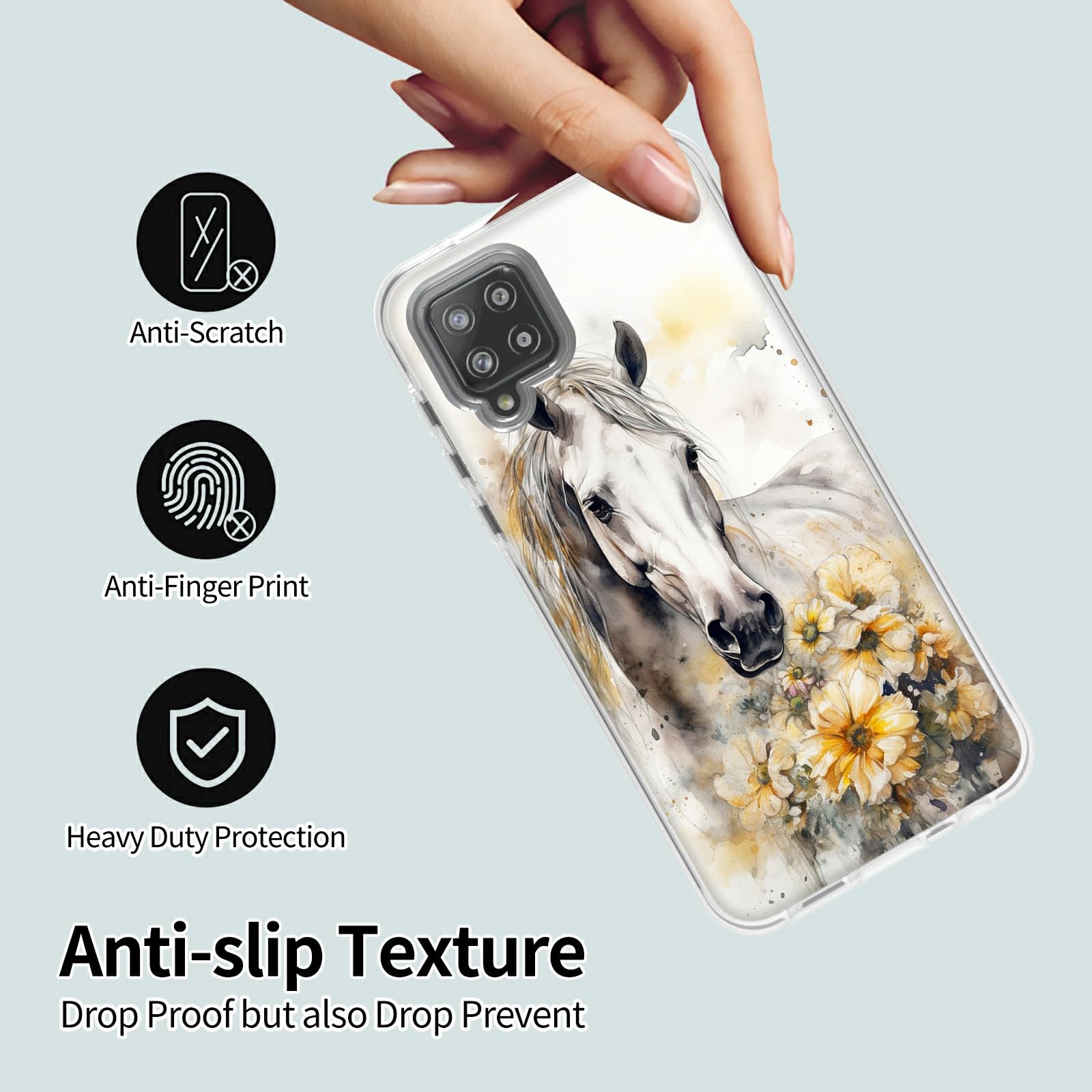 Dikoer Galaxy A42 5G Case, A42 5G Phone Case For Women Men, 2 In 1 Heavy Duty Hybrid Clear Hard Pc Cover Soft Silicone Shockproo