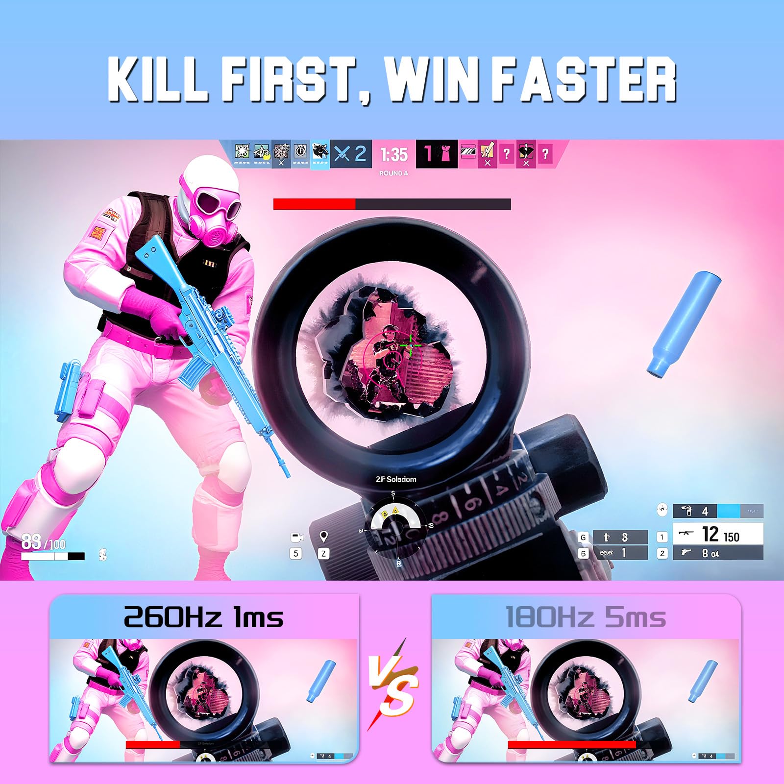 Sansui 27 Inch Wqhd 1440P Gaming Monitor 240Hz Up To 260Hz-Fast Ips 1Ms Freesync Premium ?Dci-P3 98% ?Srgb130% ?Hdr10 ?2  Displa