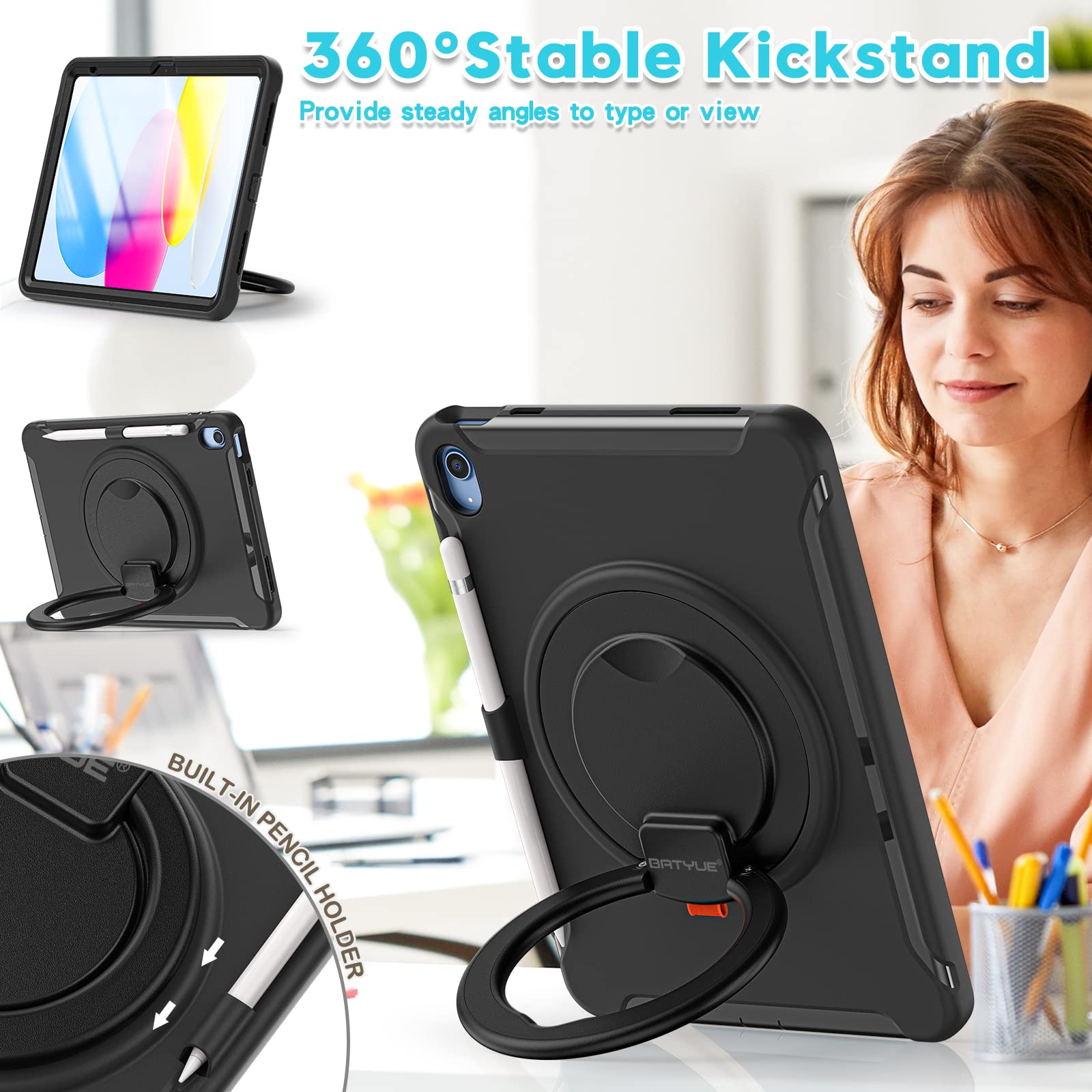 Batyue Case For Ipad 10Th Generation   Rugged Shockproof Protection Cover For 2022 10.9 Inch Ipad (10Th Generation) With Screen