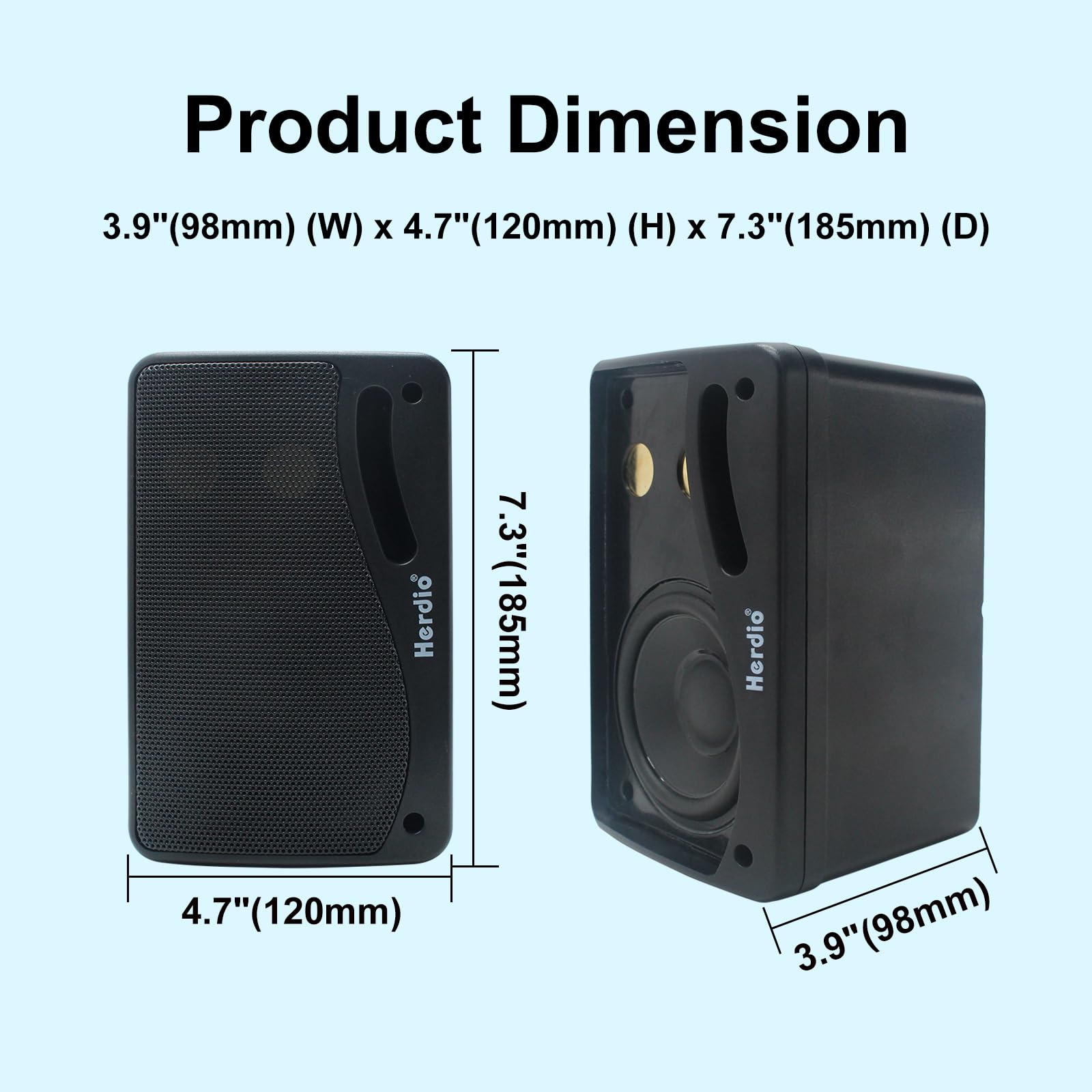 Herdio 3.5 Inch Passive Outdoor Speakers Wired Waterproof, 200W 3 Way Premium Mountable Wall Mount Speakers With Superior Sound,