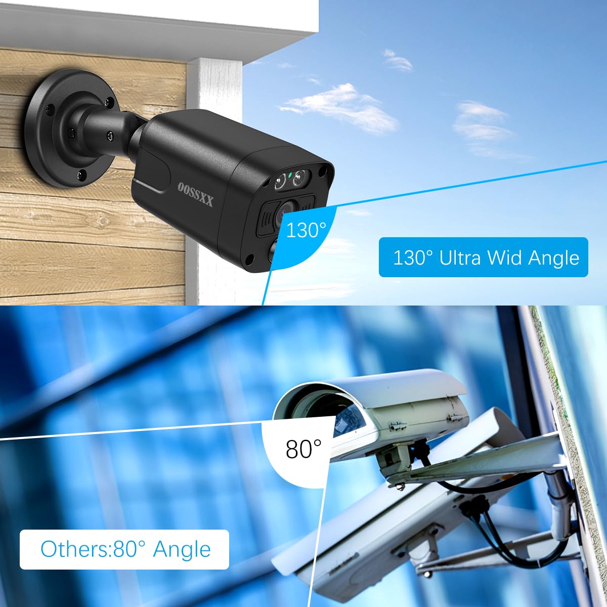 4K/8.0 Megapixel & 130� Ultra Wide Angle 2 Way Audio Poe Outdoor Home Security Camera System Wired Outdoor Video Surveillance Ip Cameras System