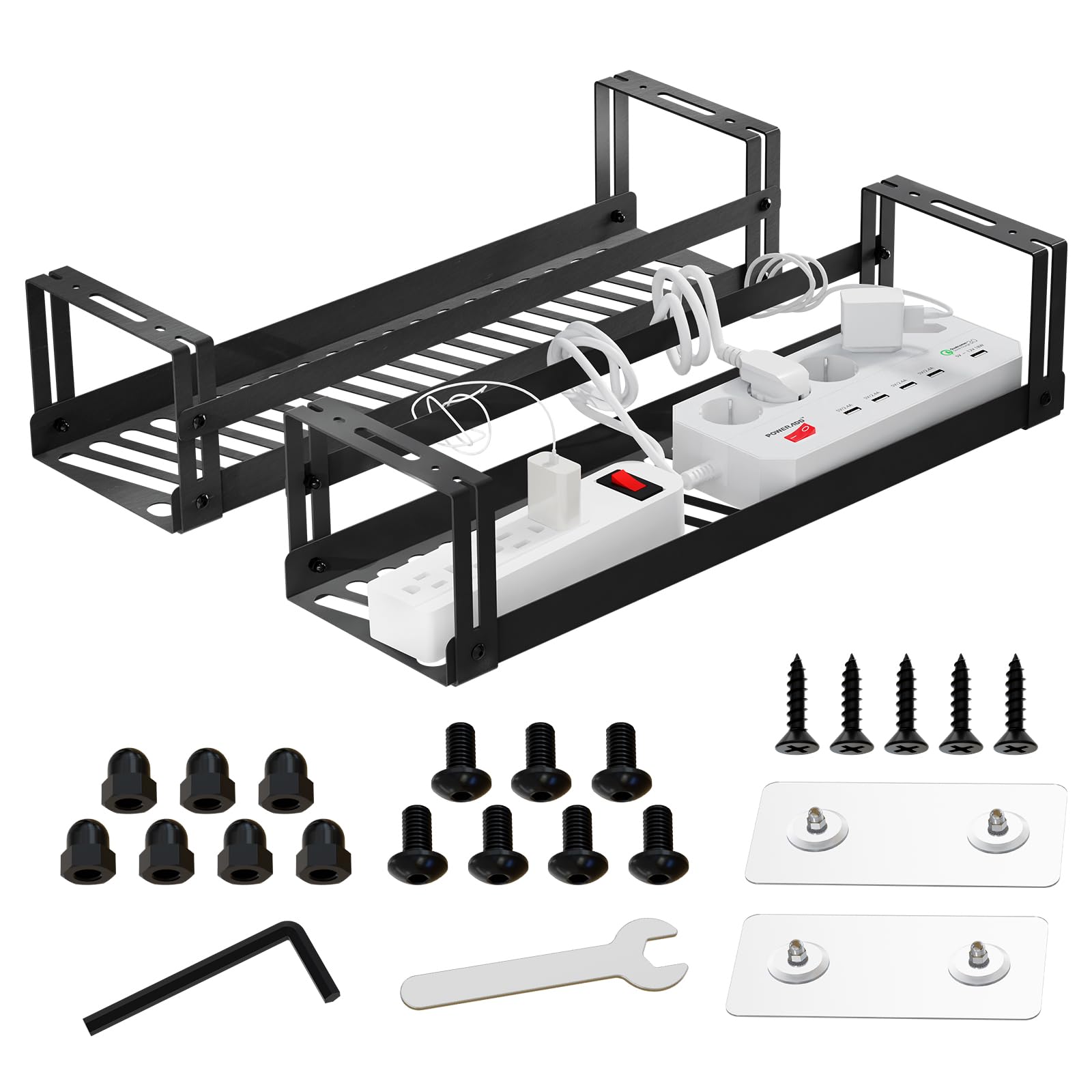 Pavstine Under Desk Cable Management Tray 2 Pack,17'' Cord Management Tray For Standing Desk Cable Management Tray,Wire Manageme