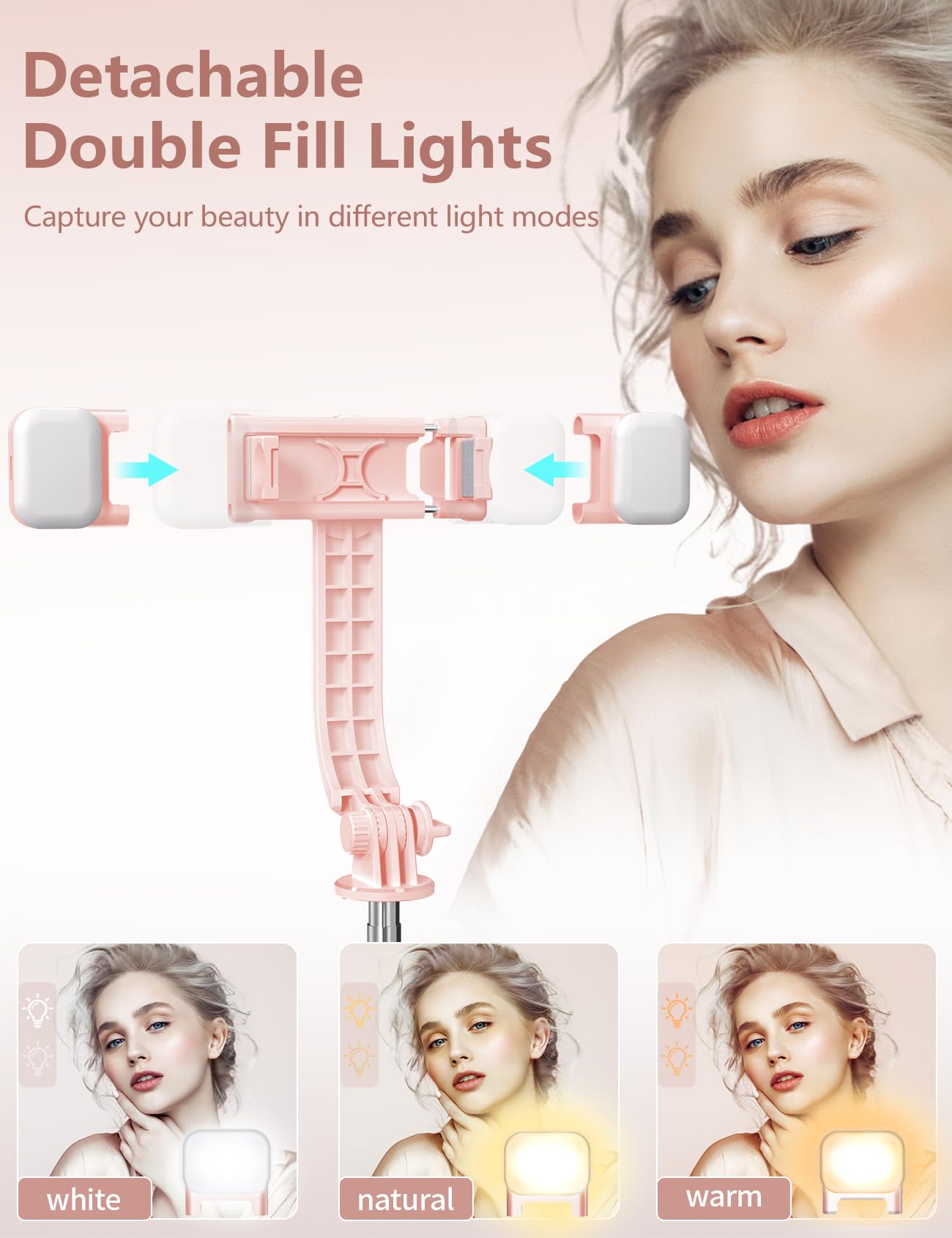 Selfie Stick With Light, 45'' Selfie Stick Tripod With Wireless Remote, Portable Travel Phone Tripod Compatible With Iphone 15 P