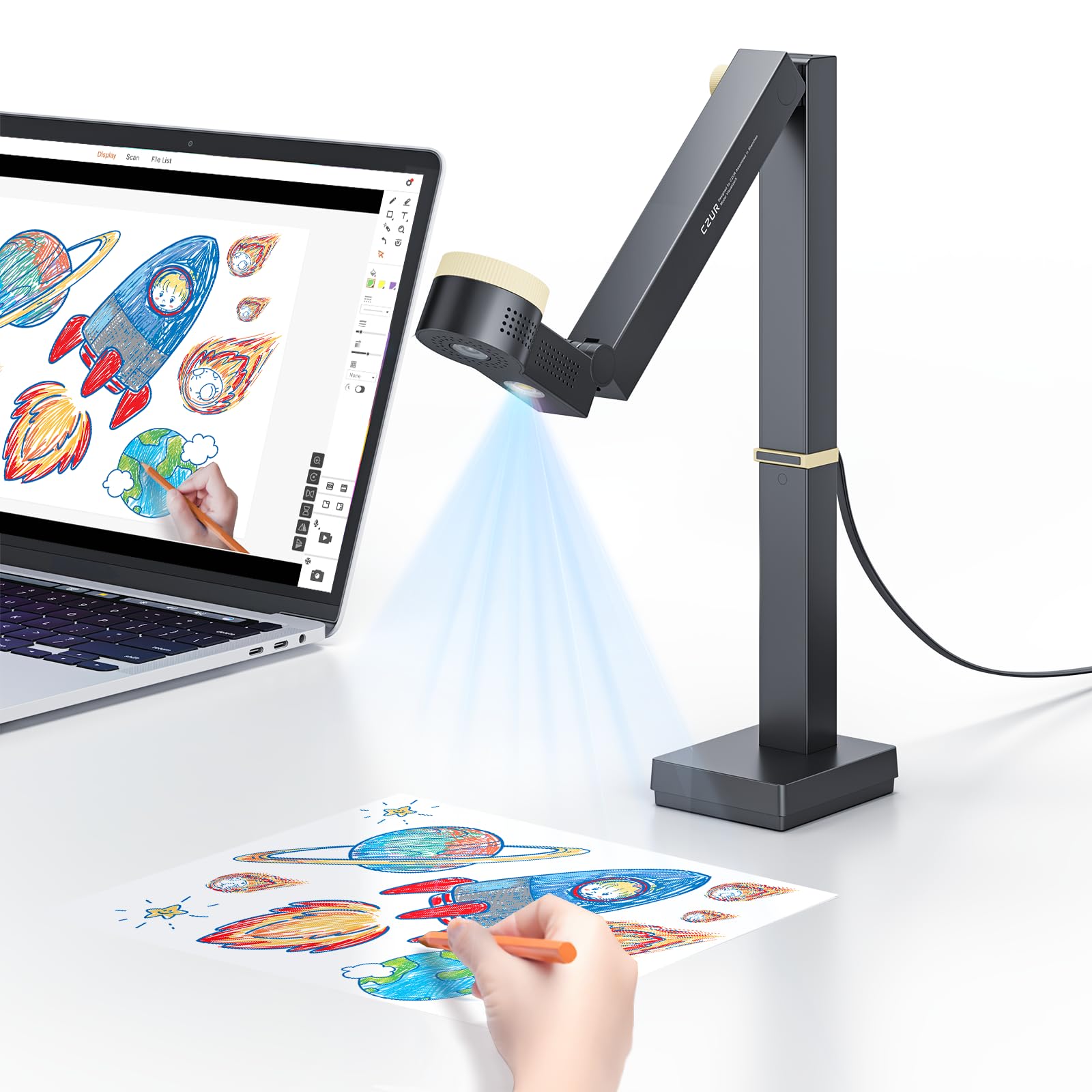 CZUR Fancy S Pro USB 12MP Document Camera for Teacher  Black