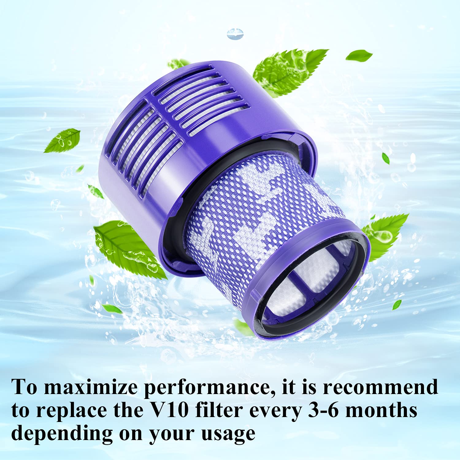 Improvedhand V10 HEPA Filter Replacement for Dyson V10 Series - 2 Pack, Purple, Durable Electrostatic Cotton, Fits SV12 Models