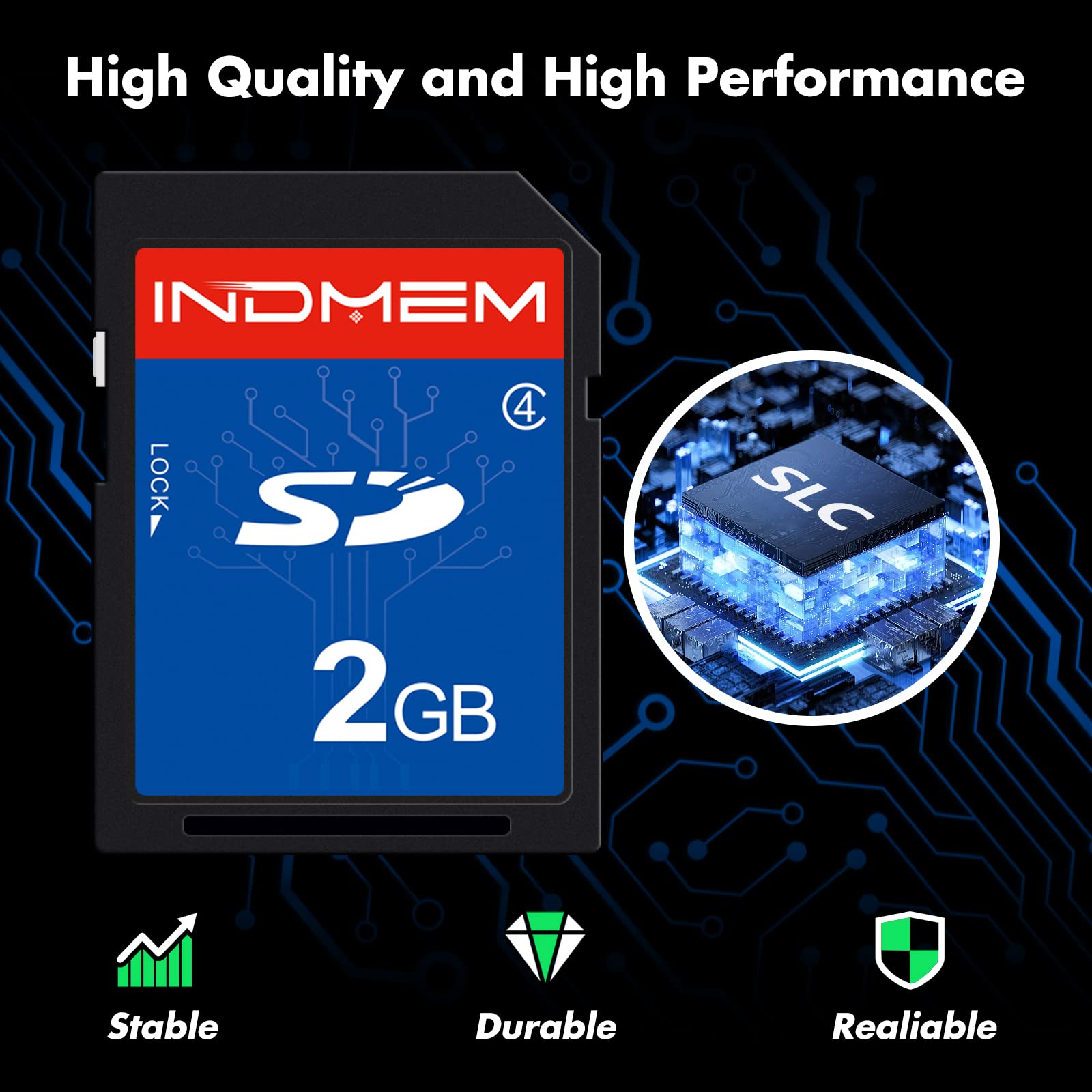 Indmem Sd Card 2Gb Class 4 Flash Memory Card 2G Slc Stanard Secure Digital Cards (1Pc)