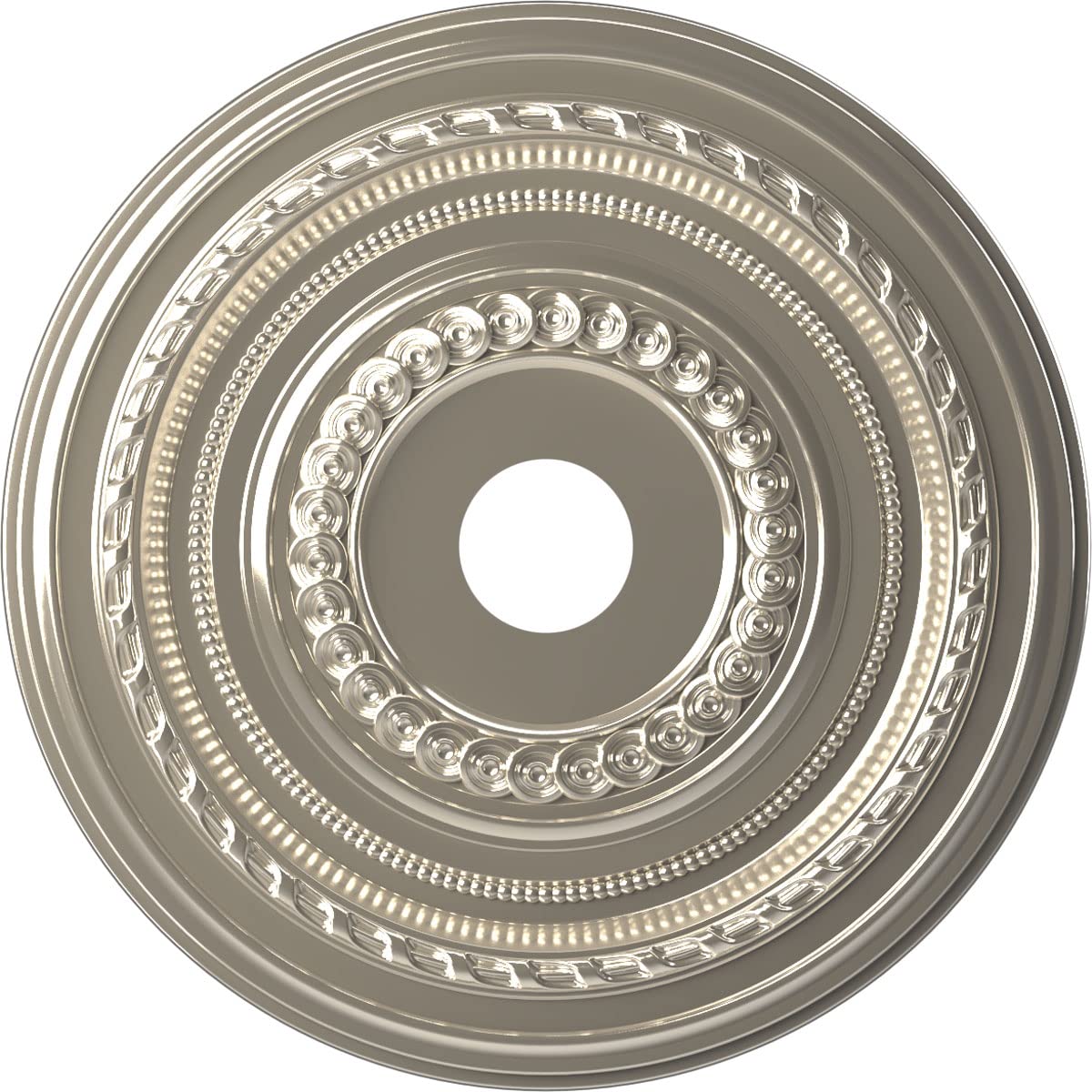 Ekena Millwork CMP22COBCR Cole Thermoformed PVC Ceiling Medallion (Fits Canopies up to 6), 22OD x 3 1/2ID x 1P, Bright Coat Chro