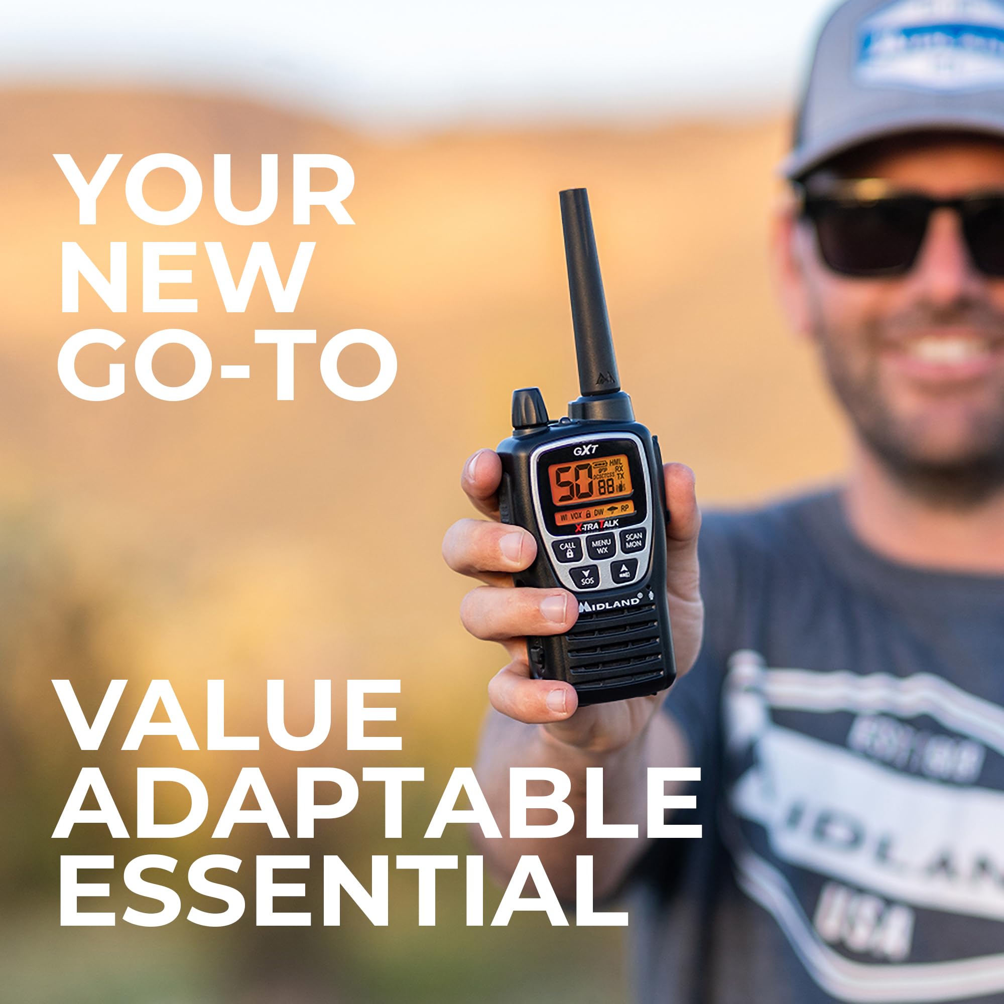 Midland Gxt3000 Gmrs Handheld Walkie Talkies Long Range   Repeater Capable, Rapid Charge, Long Lasting Battery With Charger   Pe