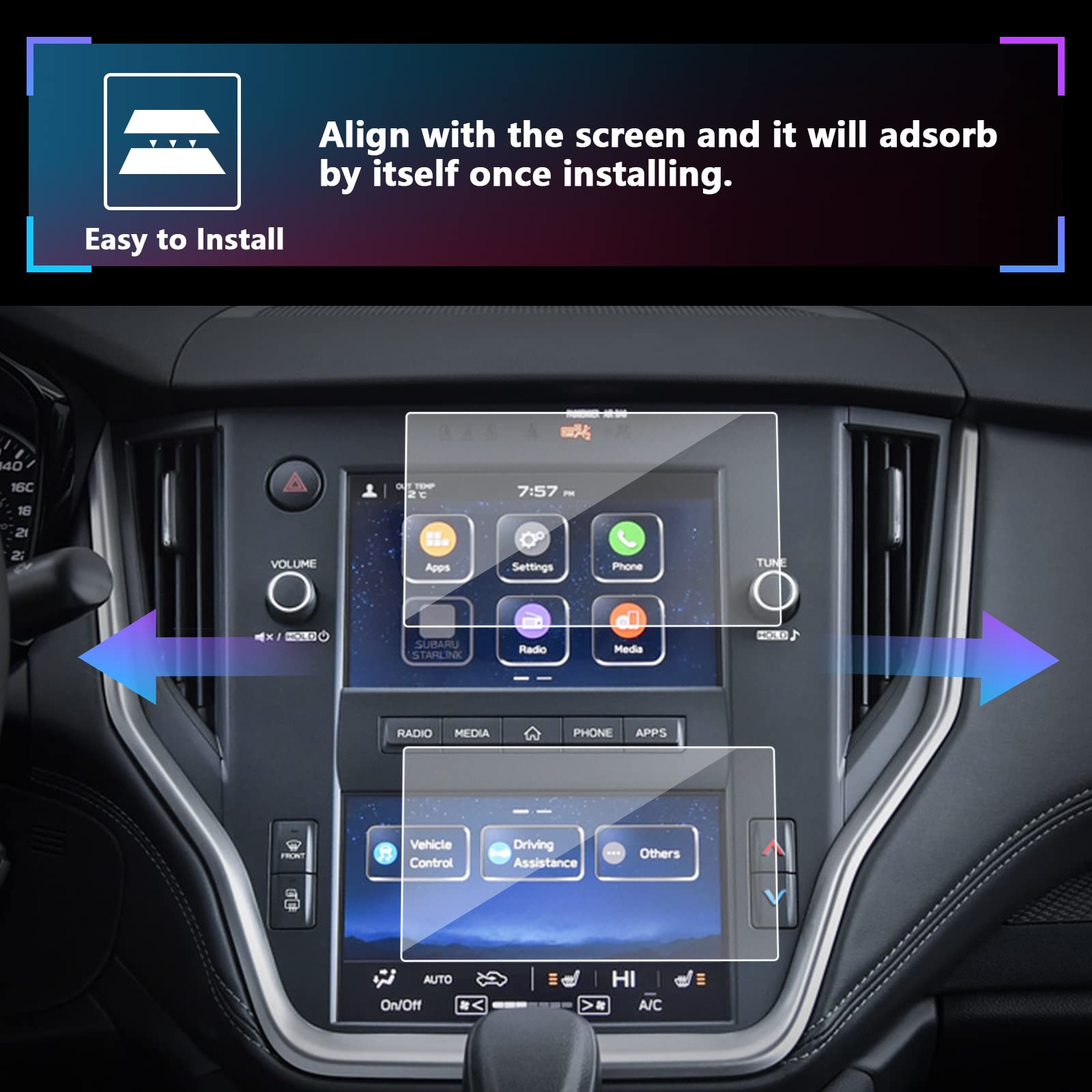 Sxcy For 2020 2025 Subaru Wrx Outback Legacy 2025 Forester Screen Protector 2024 2025 Outback Wrx Forester Accessories Touch Screen [2Pcs 7 In Glass]