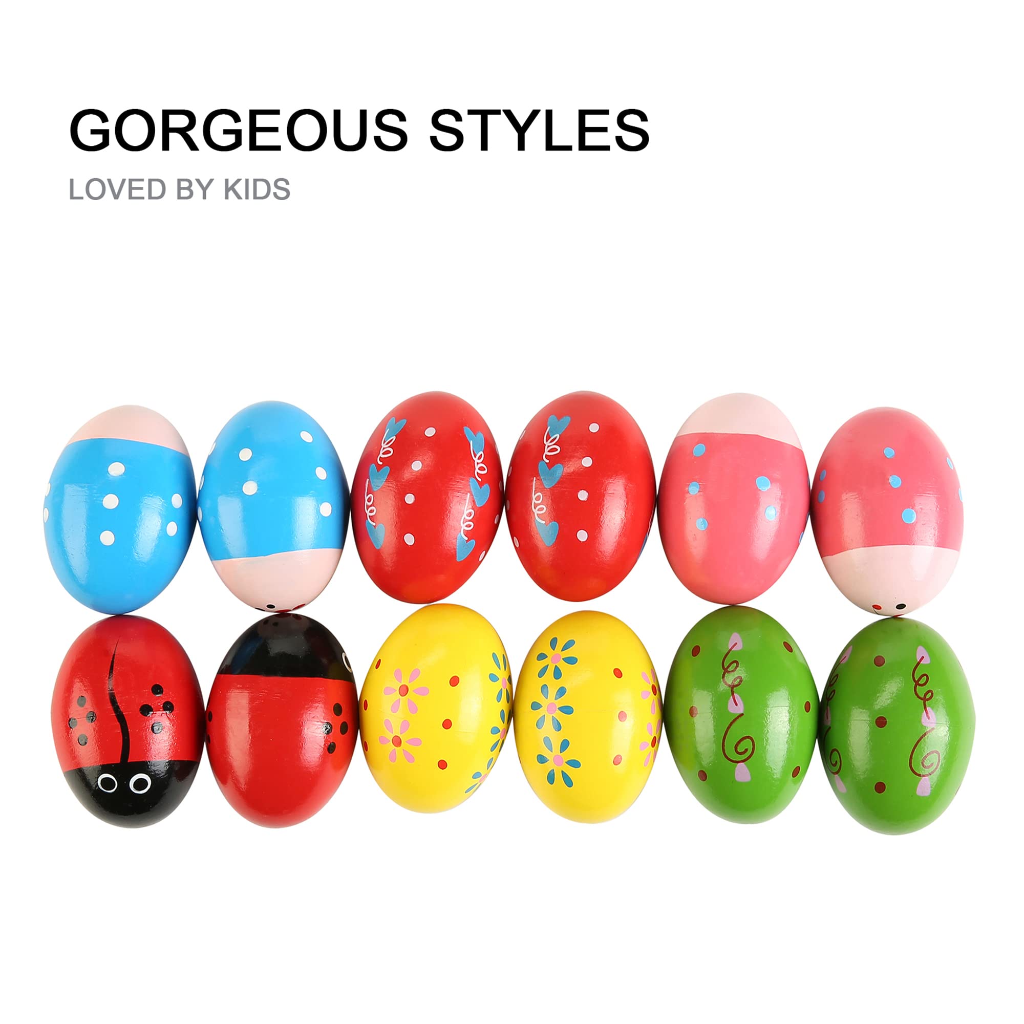 12Pcs Wooden Egg Shakers Hand Musical Maracas Percussion Instruments