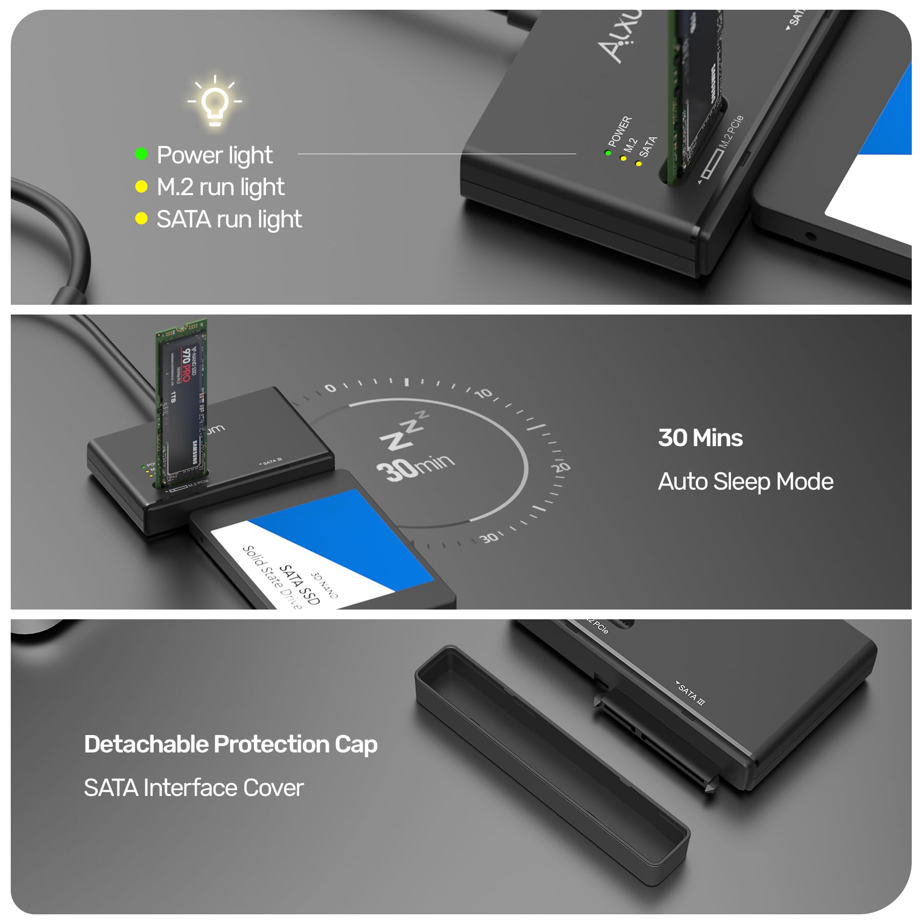 M.2 Nvme Sata Hdd Enclosure   Usb 3.2 Gen 2 Pcle 10Gbps Hard Drive Reader Supports Ssd Trim Instructions And Uasp Acceleration F