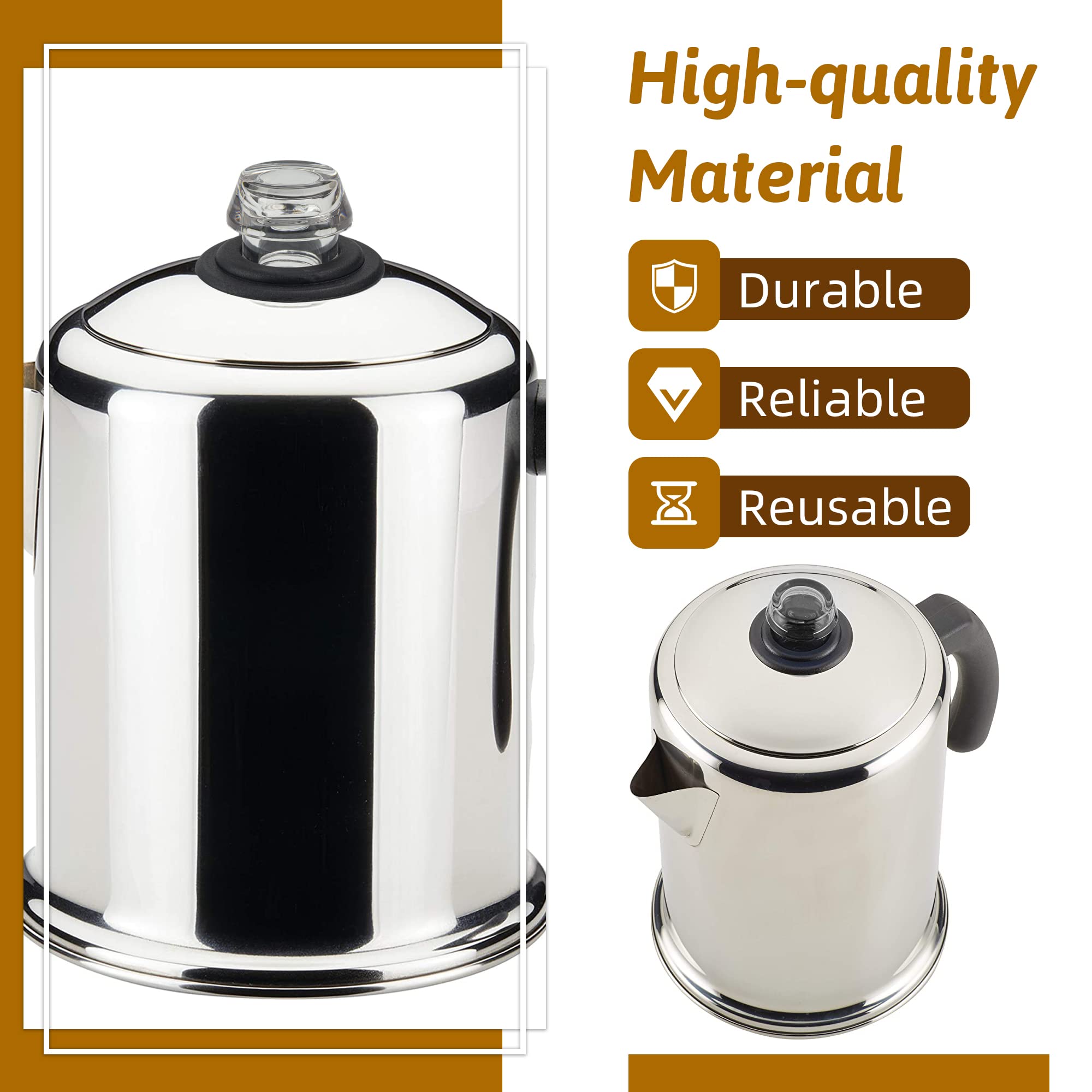 Omoojee Coffee Percolators Knob Top And Washer Ring, 2 Sets Camping Coffee Pot Top Replacement Parts, Compatible With Farberware