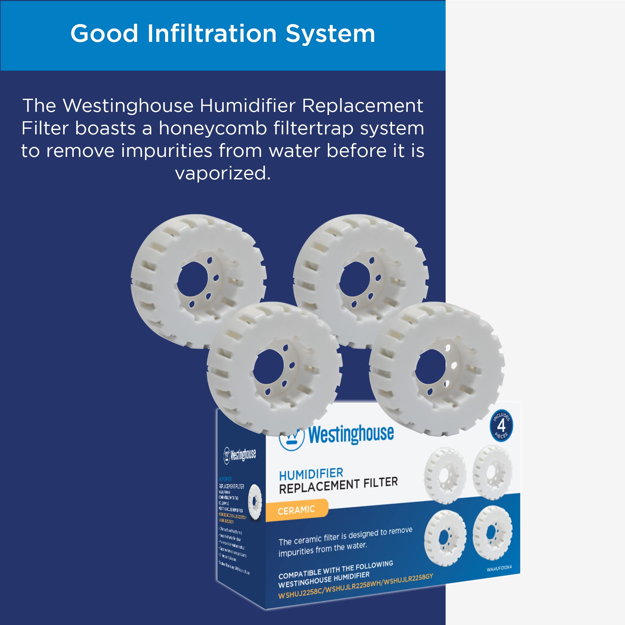 Westinghouse Humidifier Replacement Filter   Set Of 4 Ceramic Ball Filters With Honeycomb Filtertrap System And Soft And Healthy