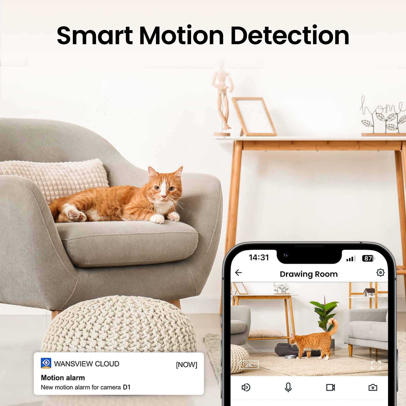 Cinnado Security Camera Indoor 2K 360 Wifi Cameras For Home Security,Pet/Dog/Baby Camera With Phone App, 2 Way Audio, Night Visi