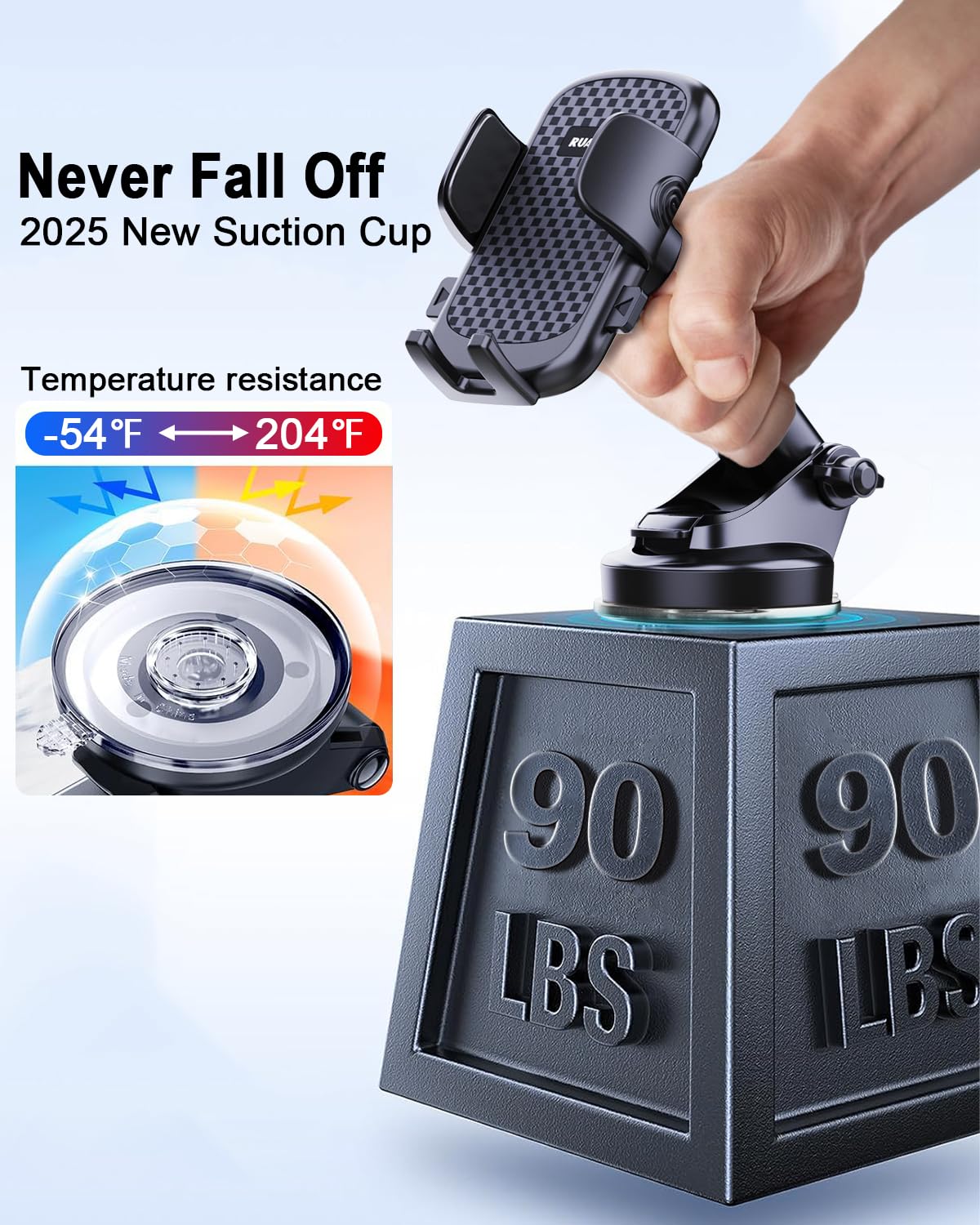 [2025 New] Car Phone Holder [Upgraded Strongest Suction & Clip] Cell Phone Mount For Dashboard Windshield Vent,Mobile Stand Base