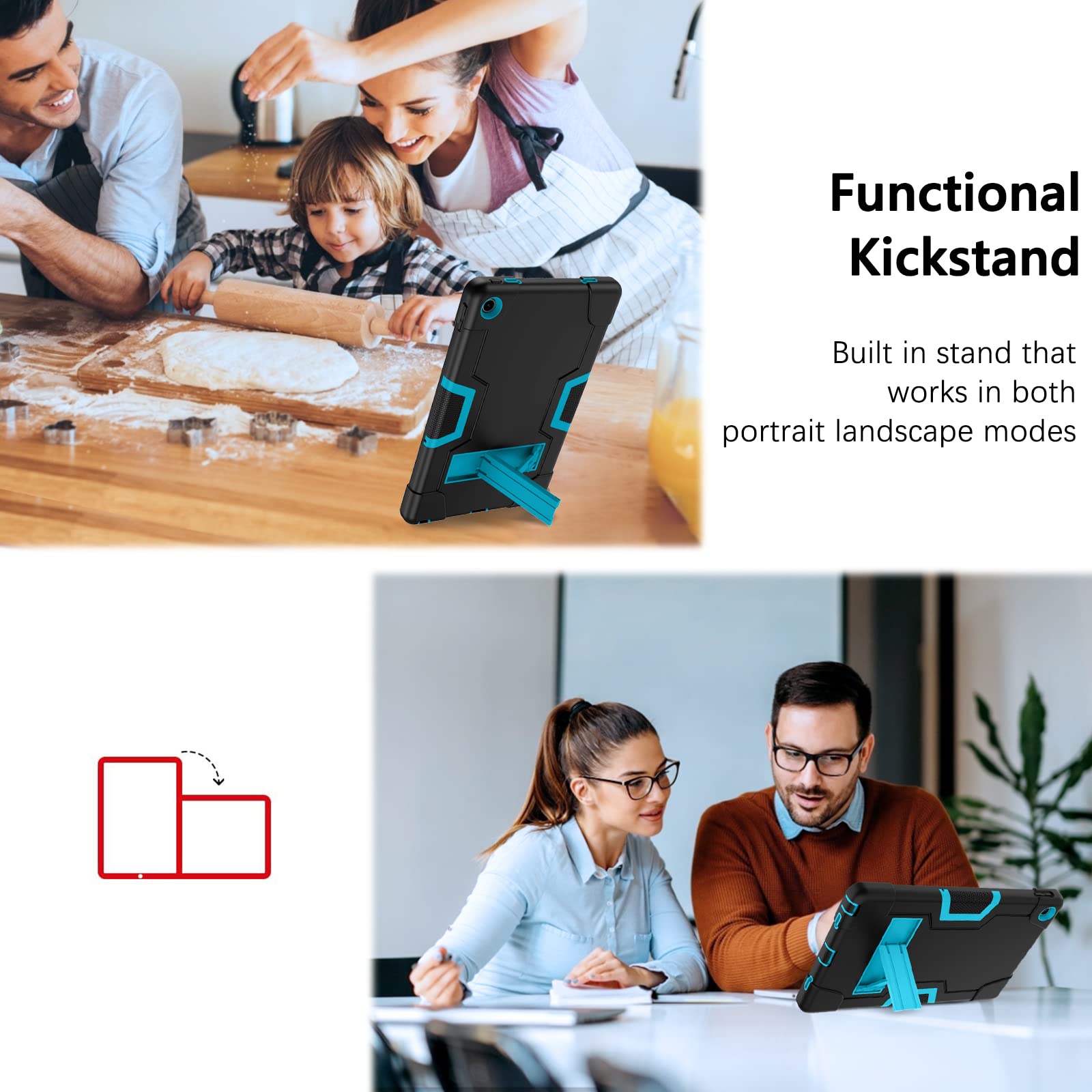 Guagua Compatible With Lenovo Tab M10 Plus 3Rd Gen Case 10.6 Inch 2022 Kickstand 3 In 1 Heavy Duty Rugged Bumper Shockproof Prot