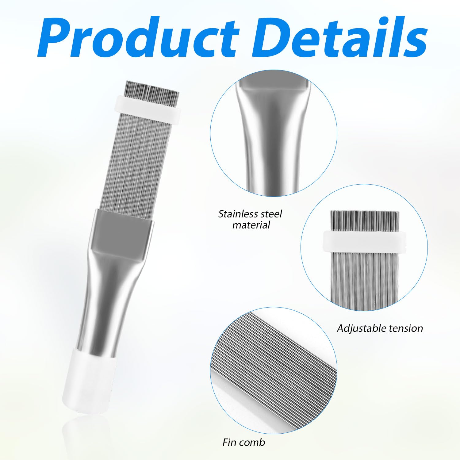 3Pcs Air Conditioner Fin Cleaning Brush, Hvac Conditioner Condenser Cleaner Stainless Steel Refrigerator Coil Cleaning Brush Ac