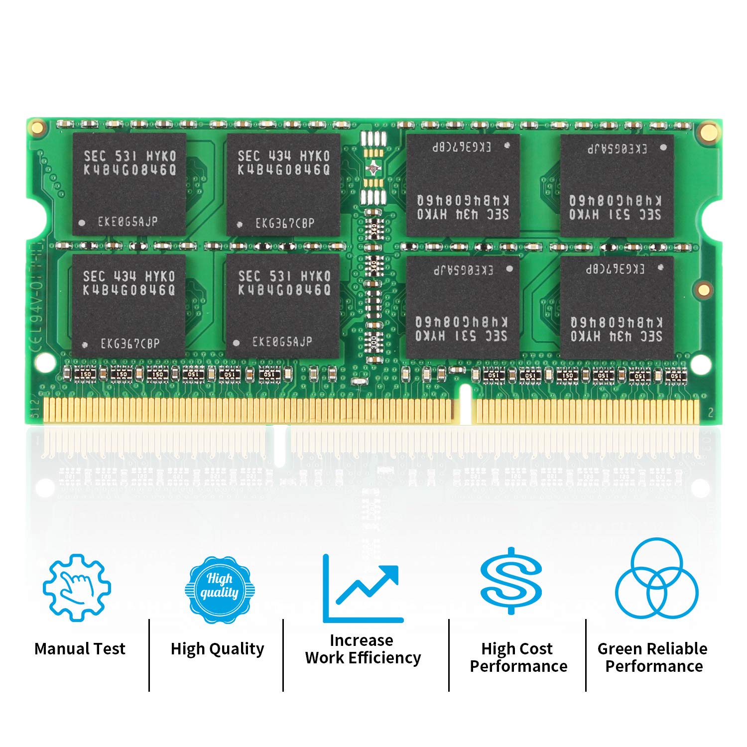 8Gb Ddr3L/Ddr3 10600S 1333Mhz Ram, Royemai Pc3L/Pc3 10600 Sodimm 1.35V/1.5V Cl9 2Rx8 Notebook Laptop Computer Memory Module