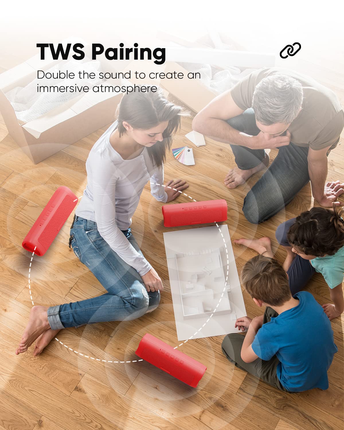 Bluetooth Speaker, Ipx5 Waterproof Speaker With Hd Sound, Up To 24H Playtime, Tws Pairing, Bt5.3, Portable Wireless Speakers For