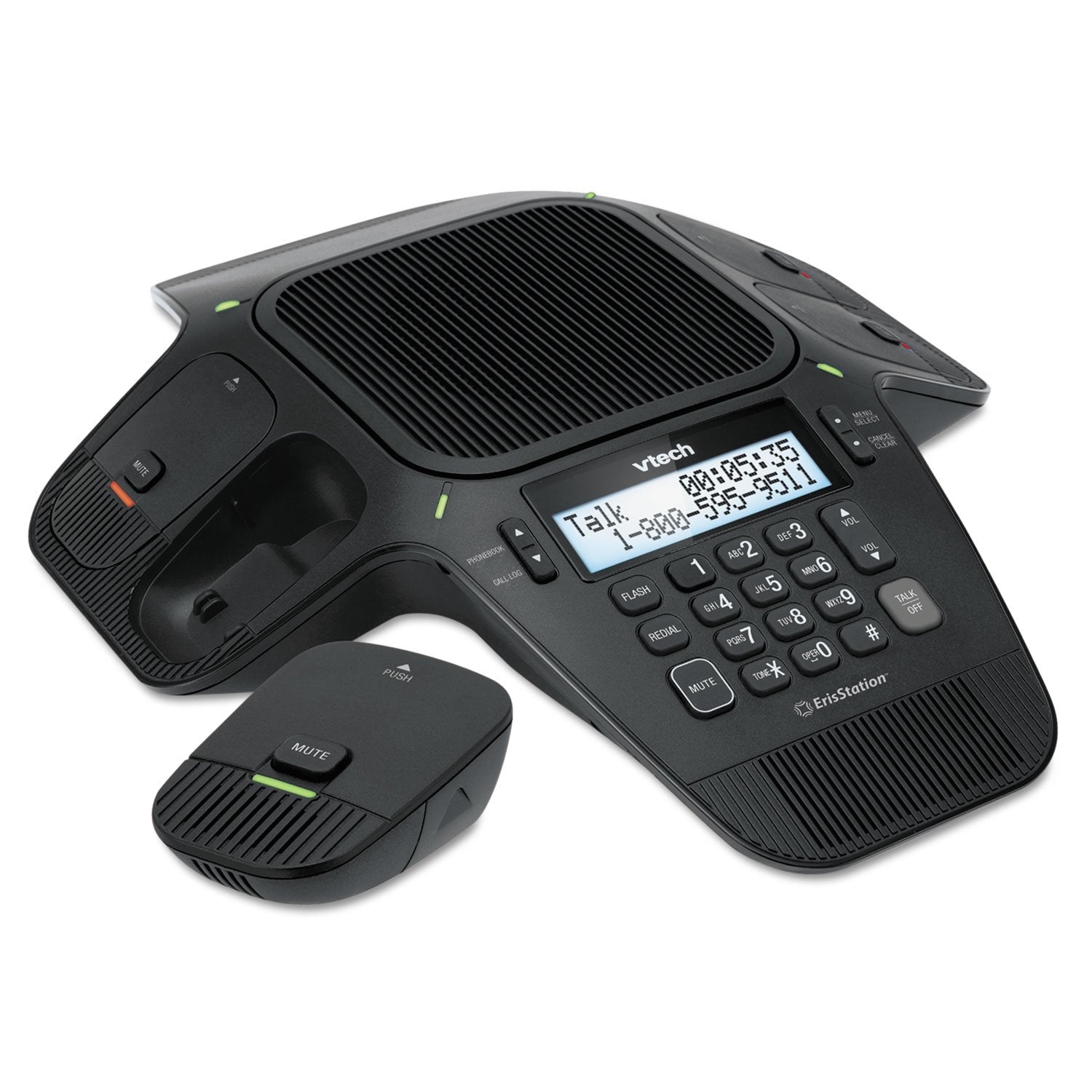 Vtech Vcs704 Erisstation Dect 6.0 Conference Phone With Four Wireless Mics Using Orbitlink Wireless Technology ,Black