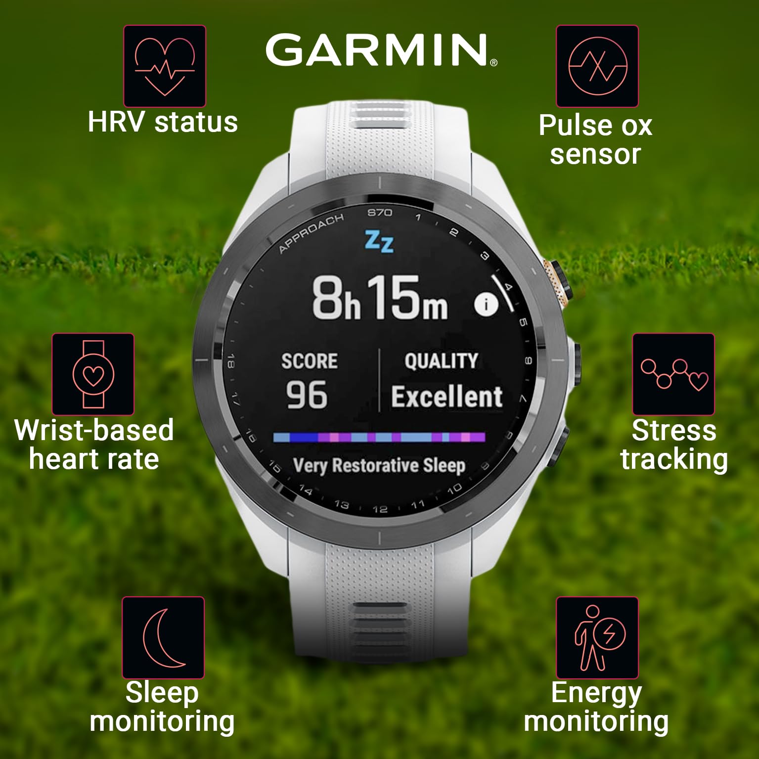 Wearable4U - Garmin Approach S70 - Ceramic 42 Mm Golf: 1.2'' Amoled Display Up To 10 Days Battery Life, Multisport High-Performa