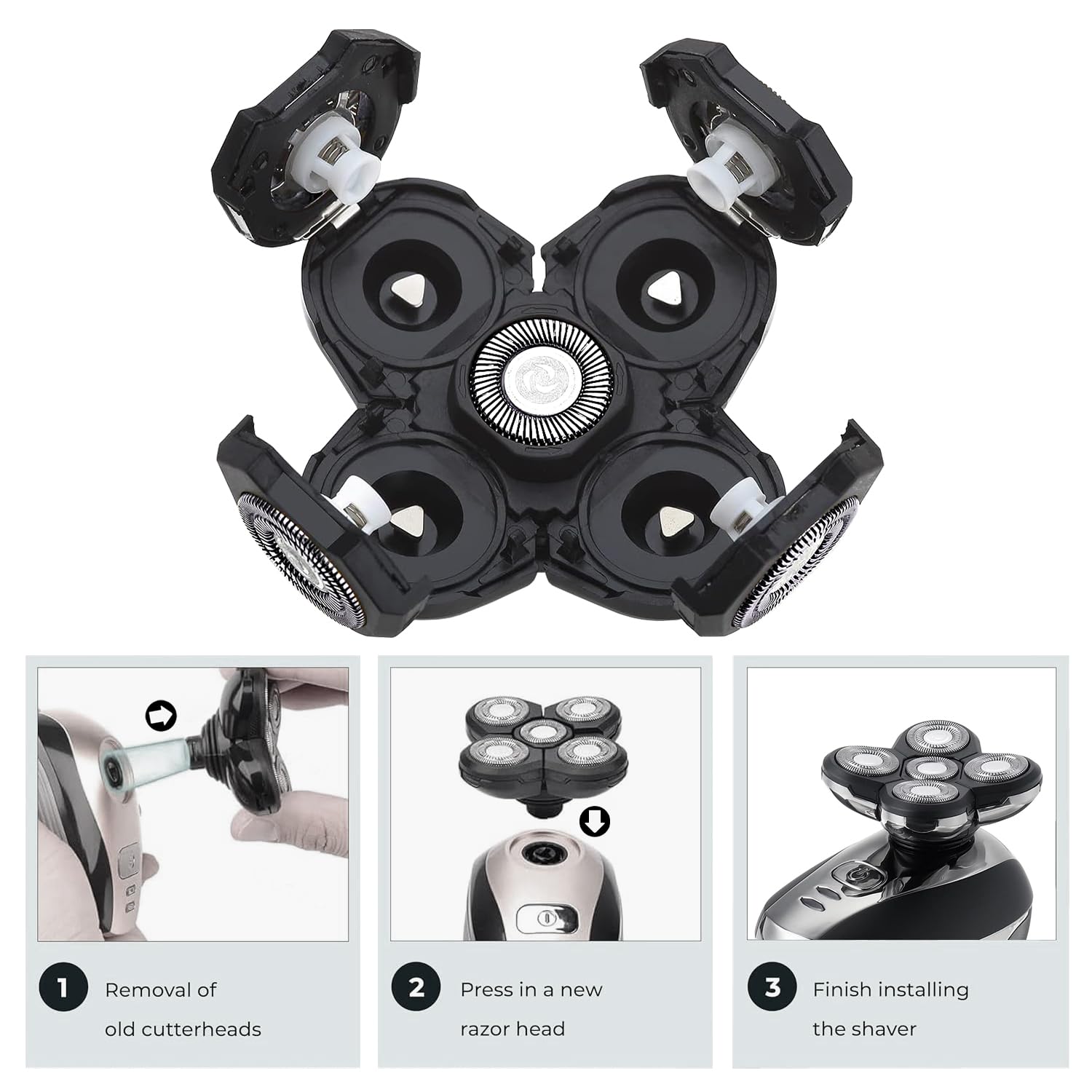 4Pcs 5 Heads Shaver Replacement Blades For Bald Men Head Shaver, 5 Blades Shaver Replacement Heads For Fre*Bird Electric Head Ha