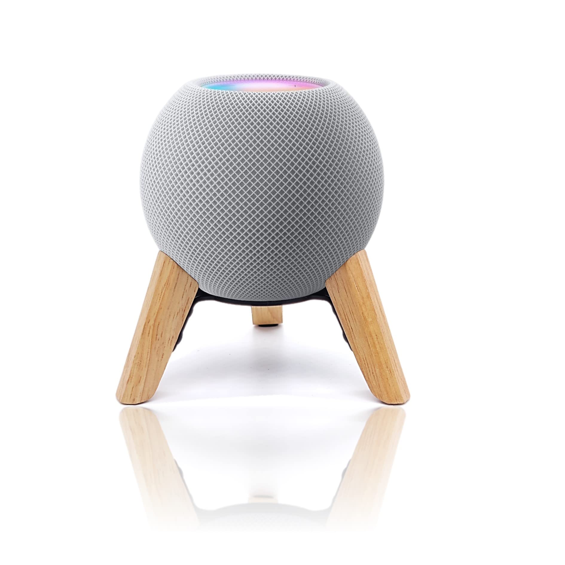 Real Wood Stand For Homepod Mini,Wooden Tripod With Metal Frame,Safe Stable Holder Mount With Anti Slip Silicone Pad Protects Home Pod Mini Smart Speaker(Color:White Oak)