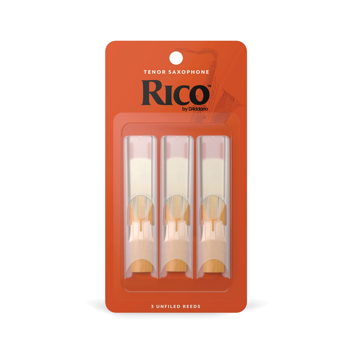 Rico Tenor Saxophone Reeds - Tenor Sax Reeds - Unfiled Cut, Thinner Vamp For Ease Of Play - Strength 3.5-3 Pack